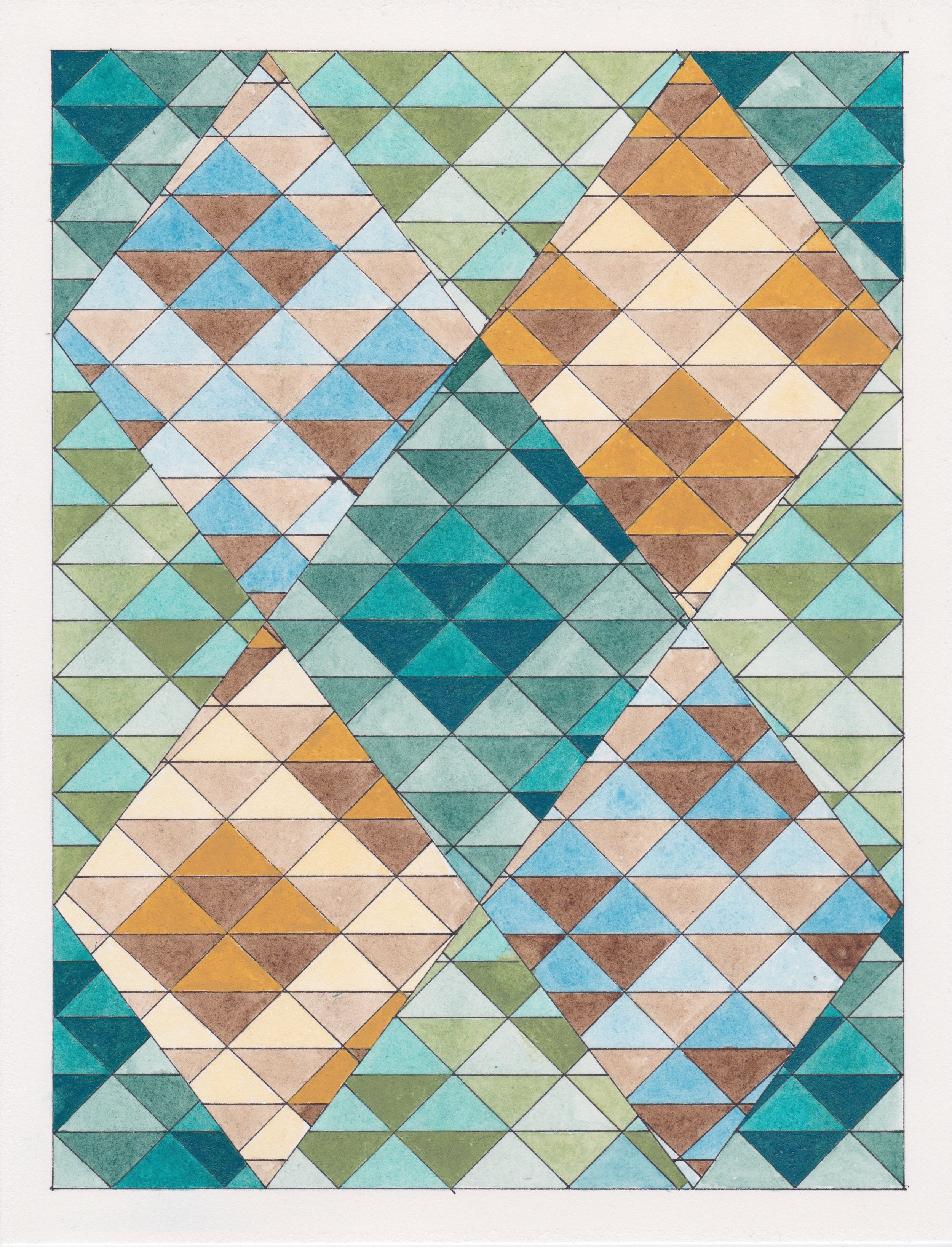 Ephemeral Triangles no.15, 2017. Gouache, Watercolor + Ink on Paper. 11.5"x8.5"