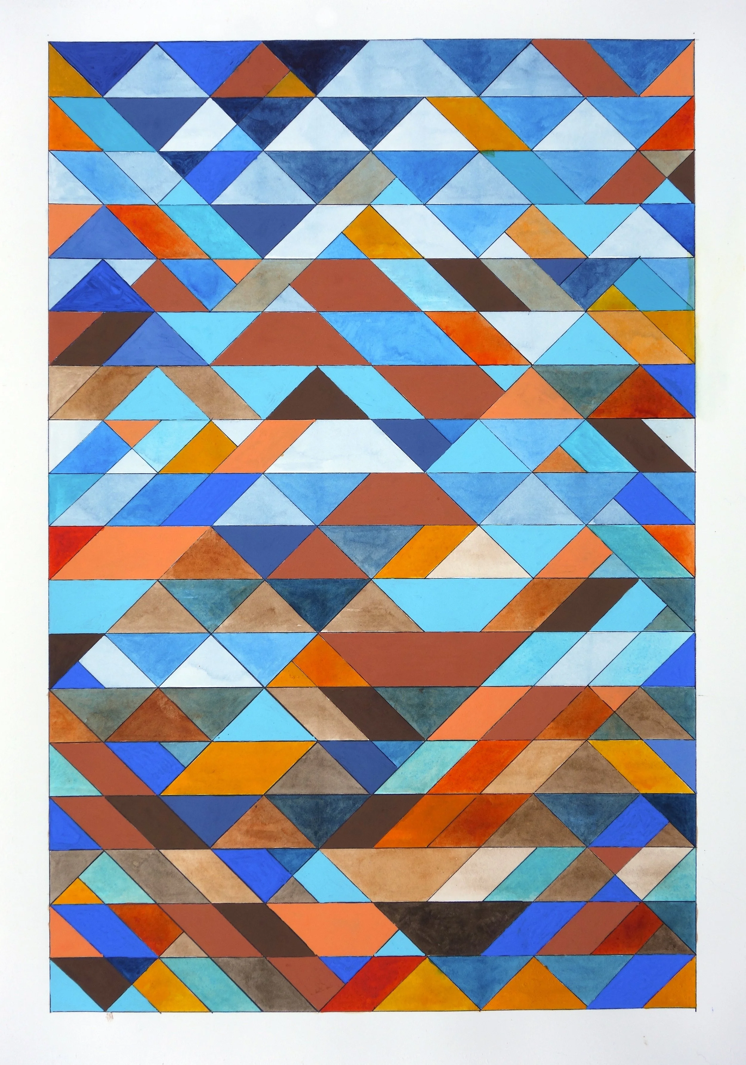 Ephemeral Triangles no.18, 2017. Gouache, Watercolor + Ink on Paper. 20"x16"