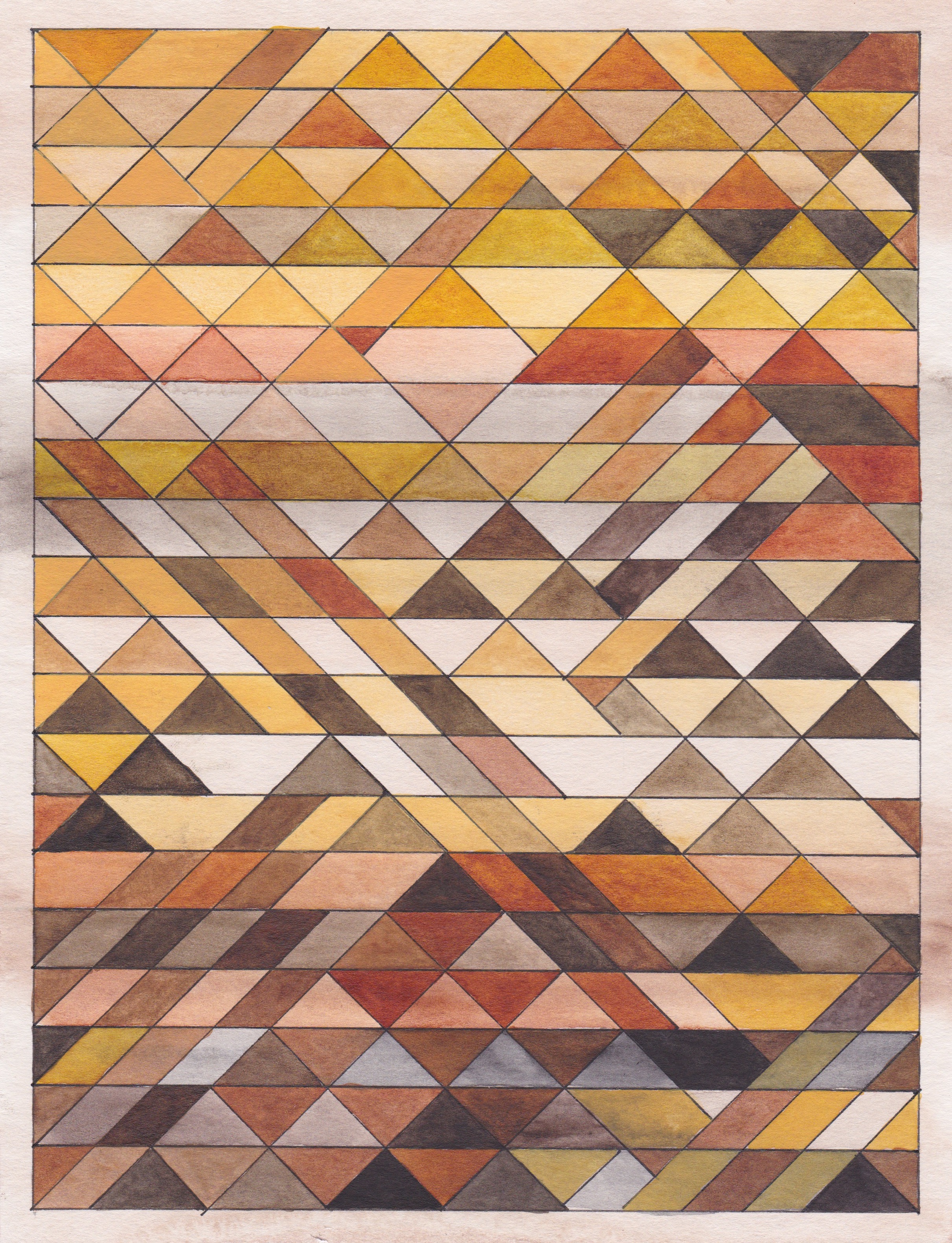 Ephemeral Triangles no.19 - Autumn, 2017. Watercolor + Ink on Paper. 11.5"x8.5"