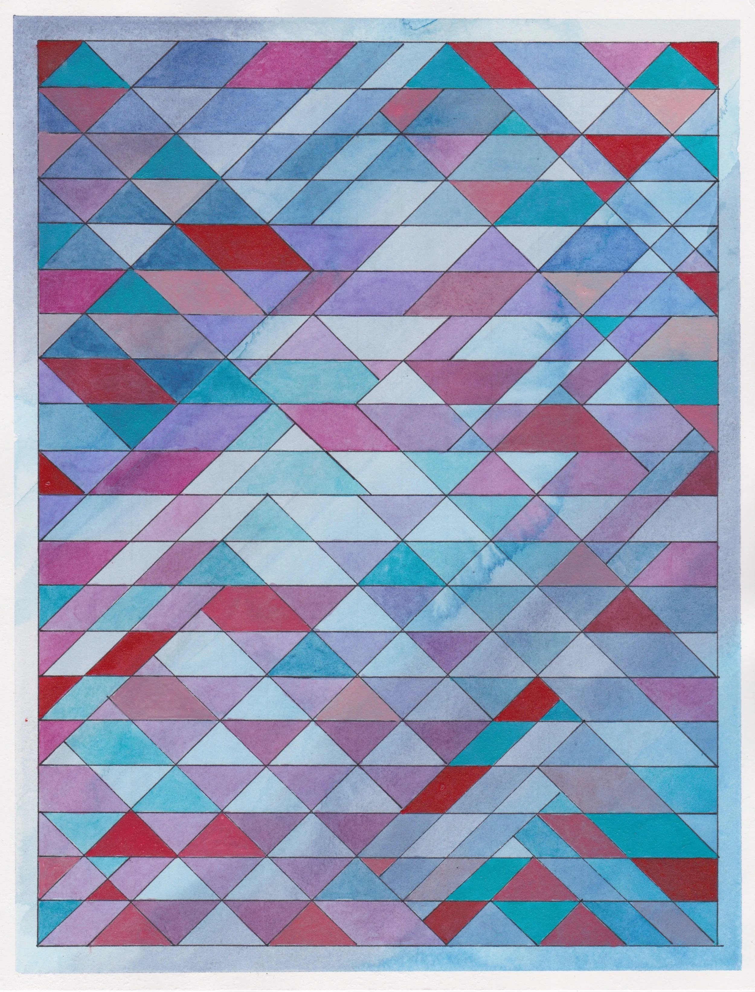 Ephemeral Triangles no.20 - Dusk, 2017. Watercolor + Ink on Paper. 11.5"x8.5"