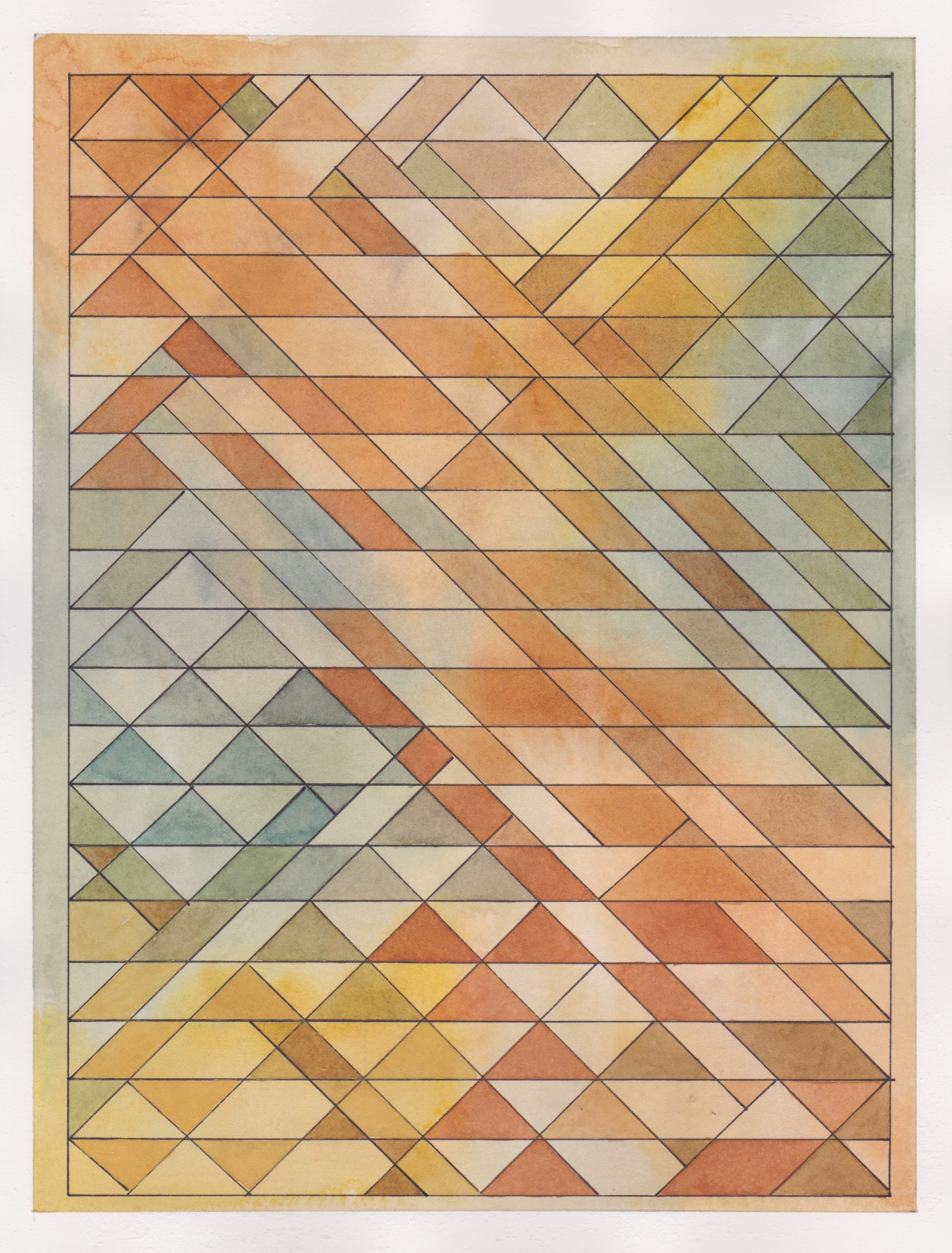 Ephemeral Triangles no.21 - Autumn Light, 2017. Watercolor + Ink on Paper. 11.5"x8.5"