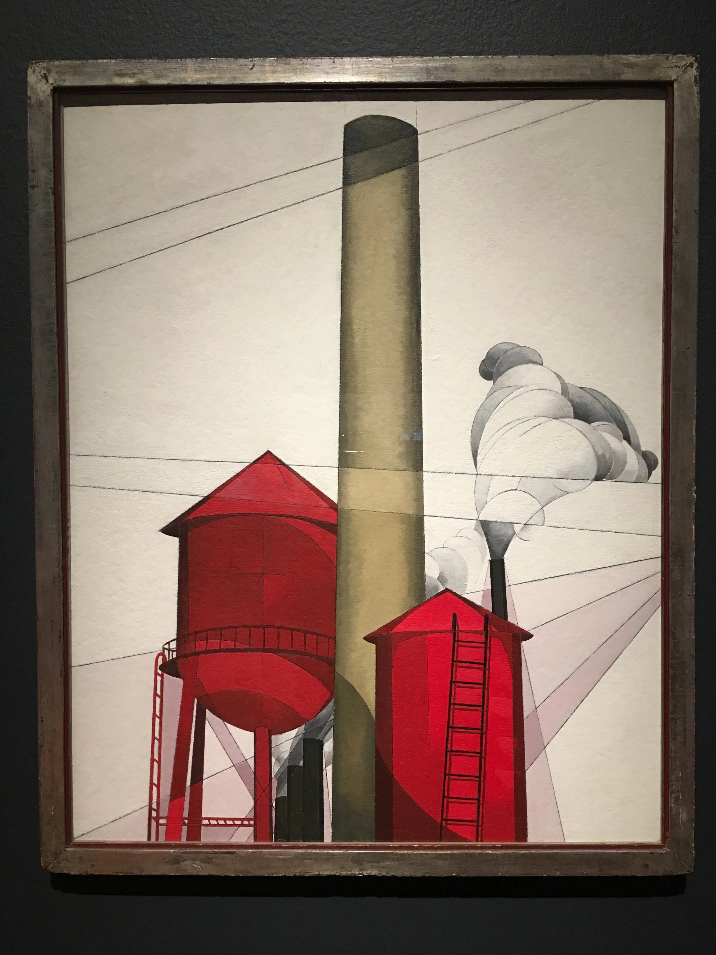 Charles Demuth, "Buildings", 1930-31, Tempera and plumbago on composition boards