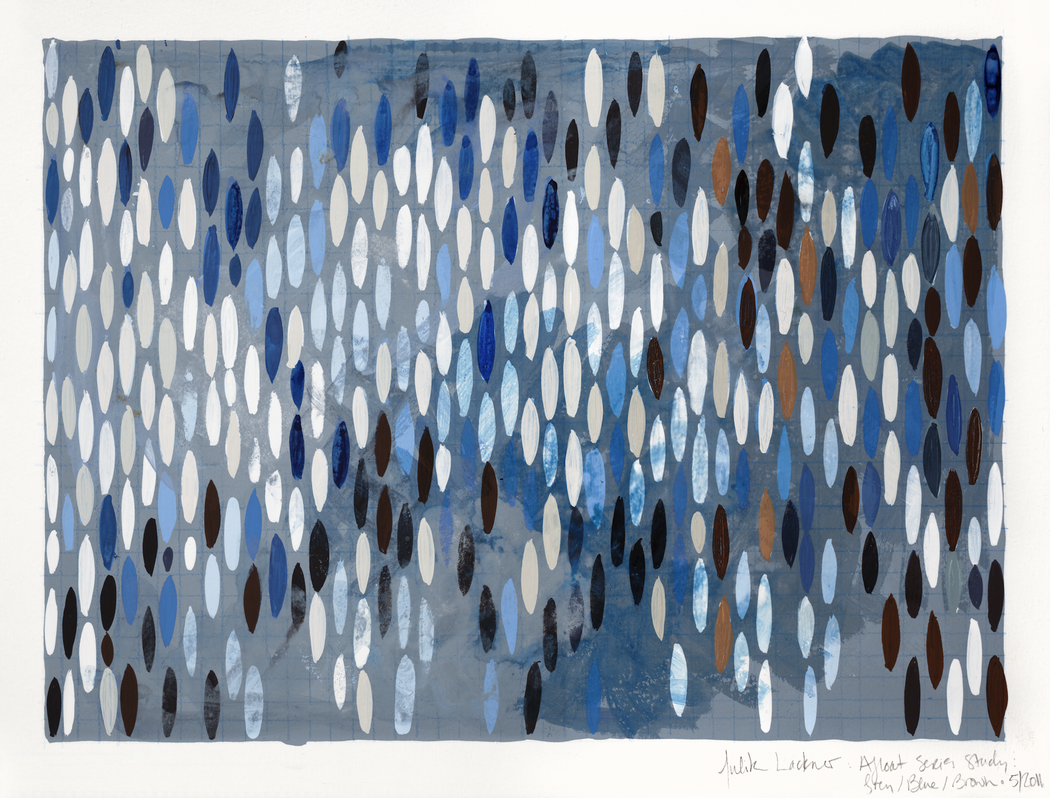Afloat on Paper (Grey/Blue), 2011, watercolor and gouache on paper 9 3/8”x12” (≈25x30cm)