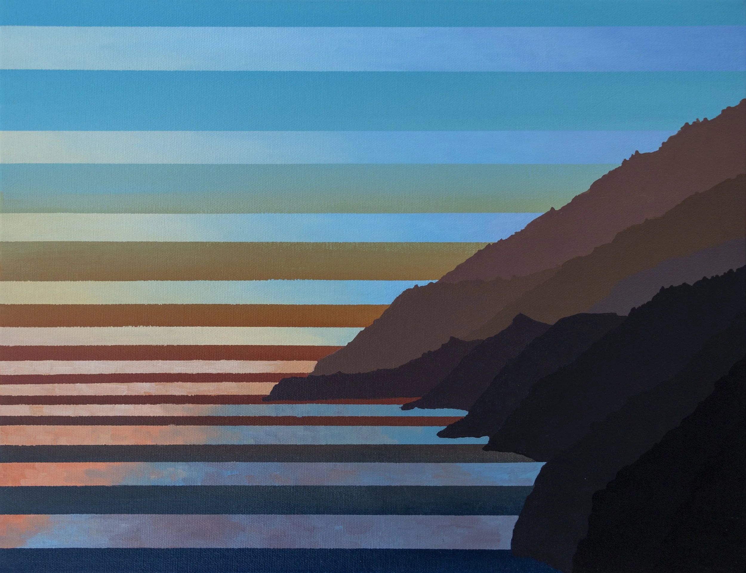 Julika Lackner. Ragged Point Sunset. 2022. Oil and Acrylic on Canvas. 14%22x18%22x1.5%22.lighter.jpg