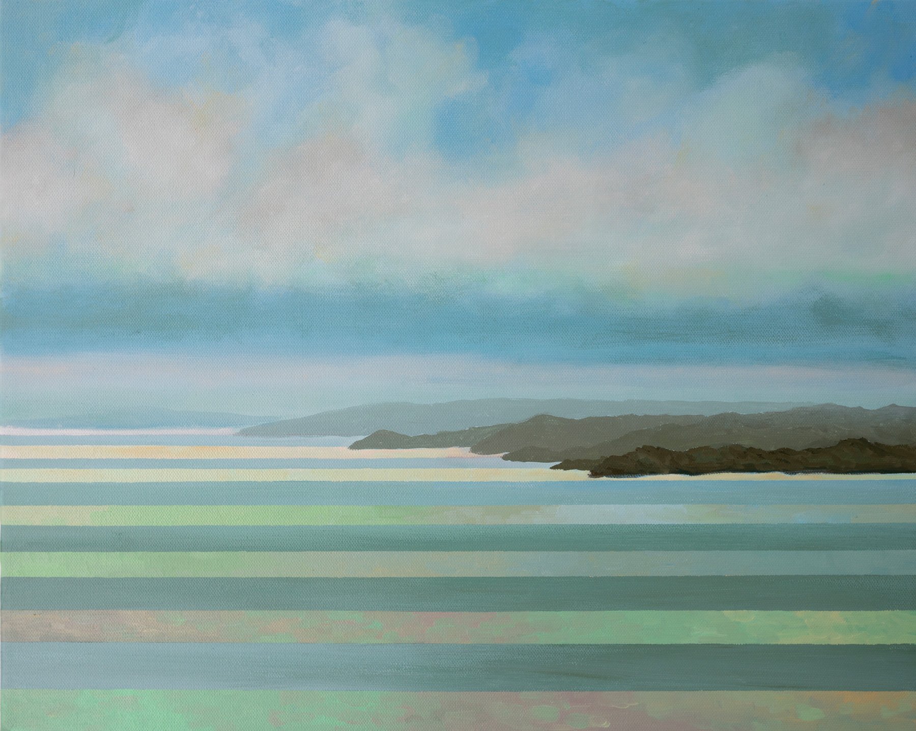 Marin seen from Lands End, 2023. Oil on Canvas. 16"x20"