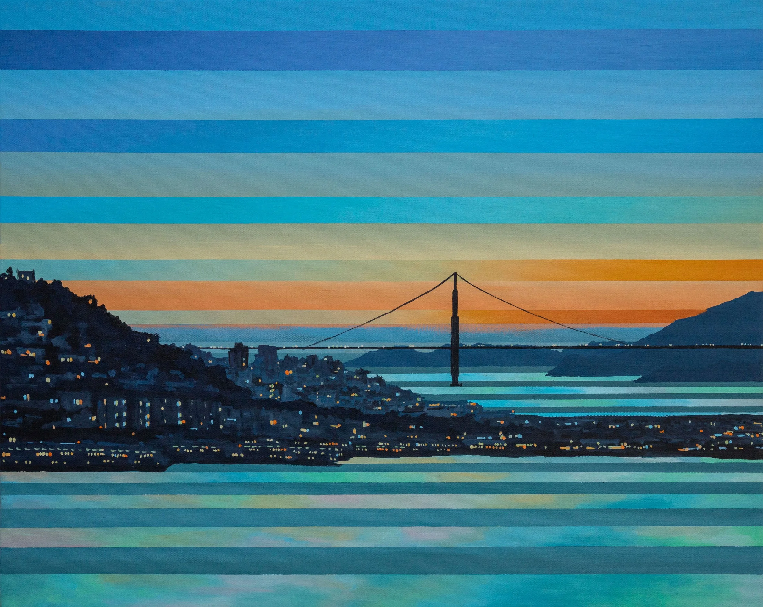 Julika Lackner. Golden Gate Glow. 2026. Oil on Canvas. 24"x30"x1.5"