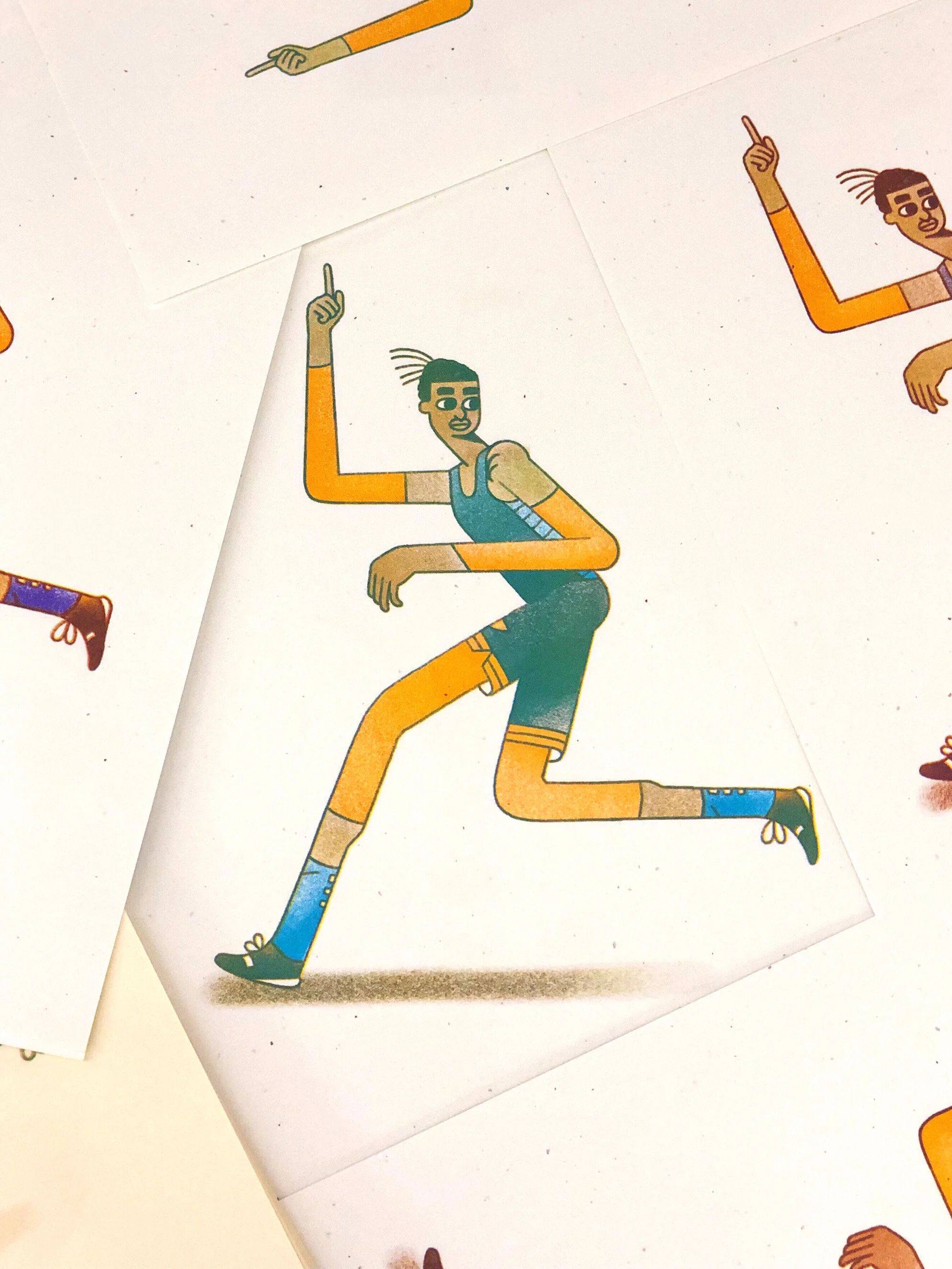 Nerl The Pearl // 3 Color Risograph Print experiment of Nerlens Noel of the OKC Thunder.