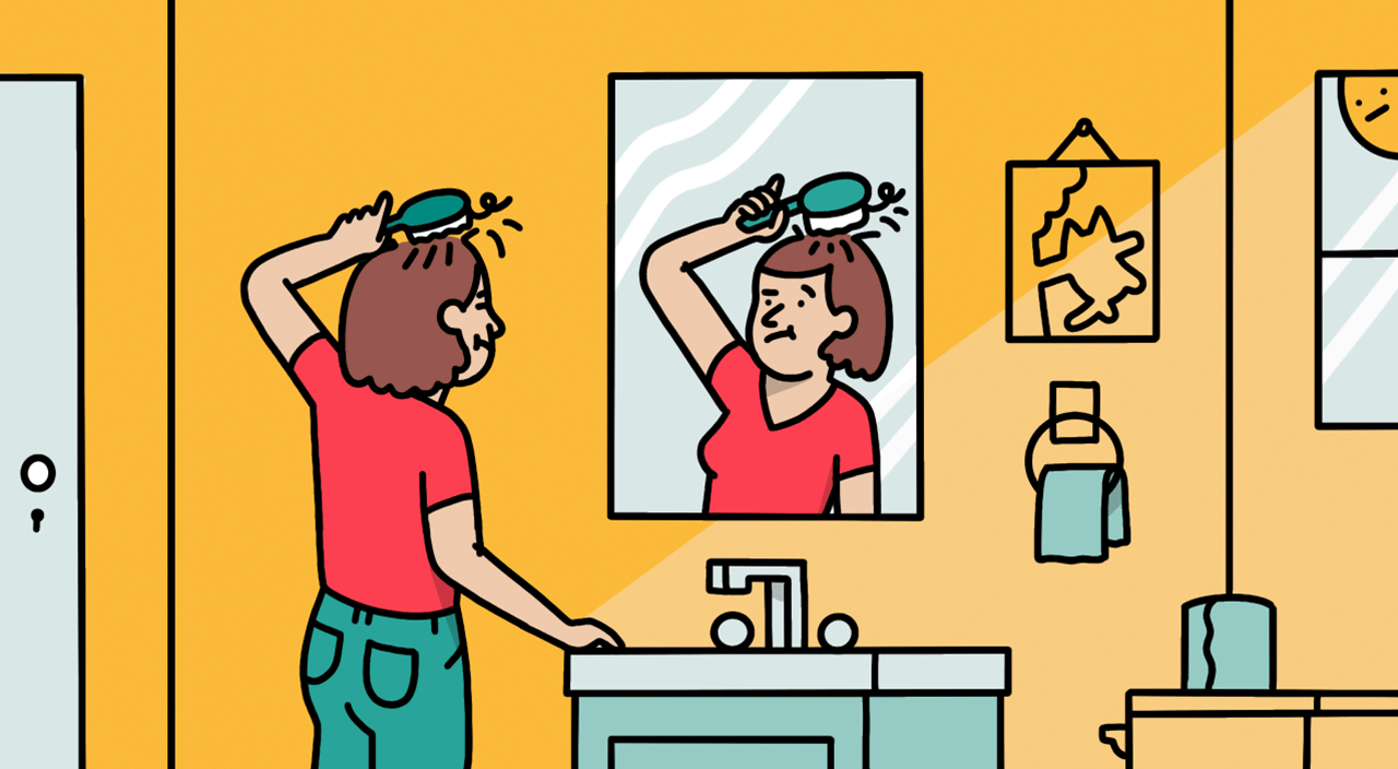 AARP: The Ethel – Hair Loss is a Lonely Battle // 4 part gif for an article about gracefully aging and hair loss.