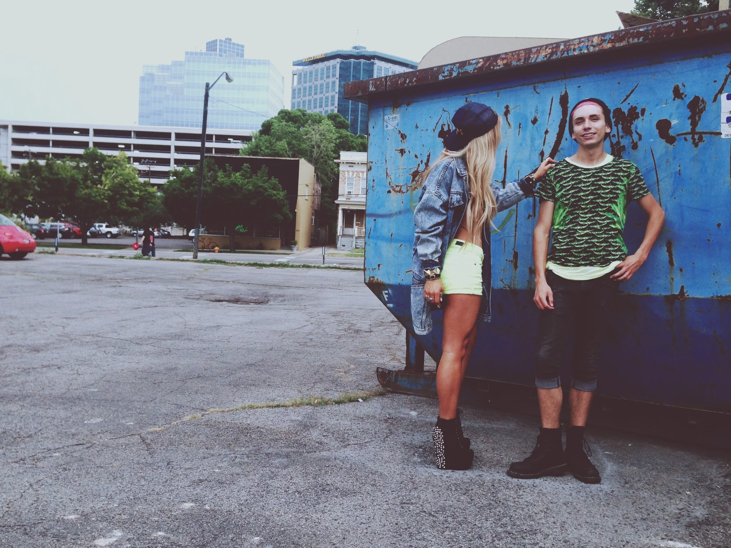 Photos by Douglas Morris Beanie: 10th Tribe Denim Jacket: Doug's Vintage Bustier Top: Urban Outfitters Denim Shorts: Levi Booties: Frye 