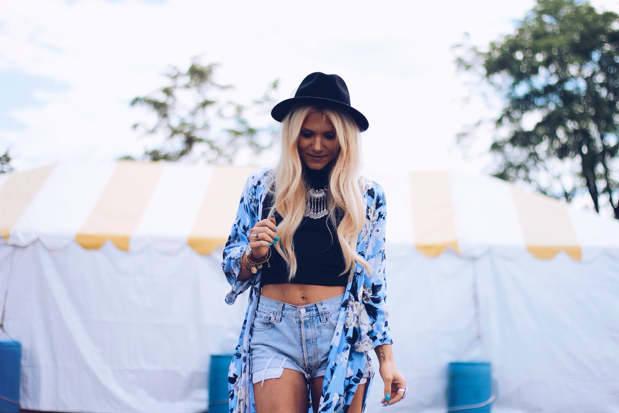 DETAILS HAT : Dutch Farmers Market NECKLACE : St, Eve Jewelry WATCH : Arvo Wear TOP : Nordstrom Savvy KIMONO : Windsor Store SHORTS : URBAN OUTFITTERS SANDALS : Forever 21