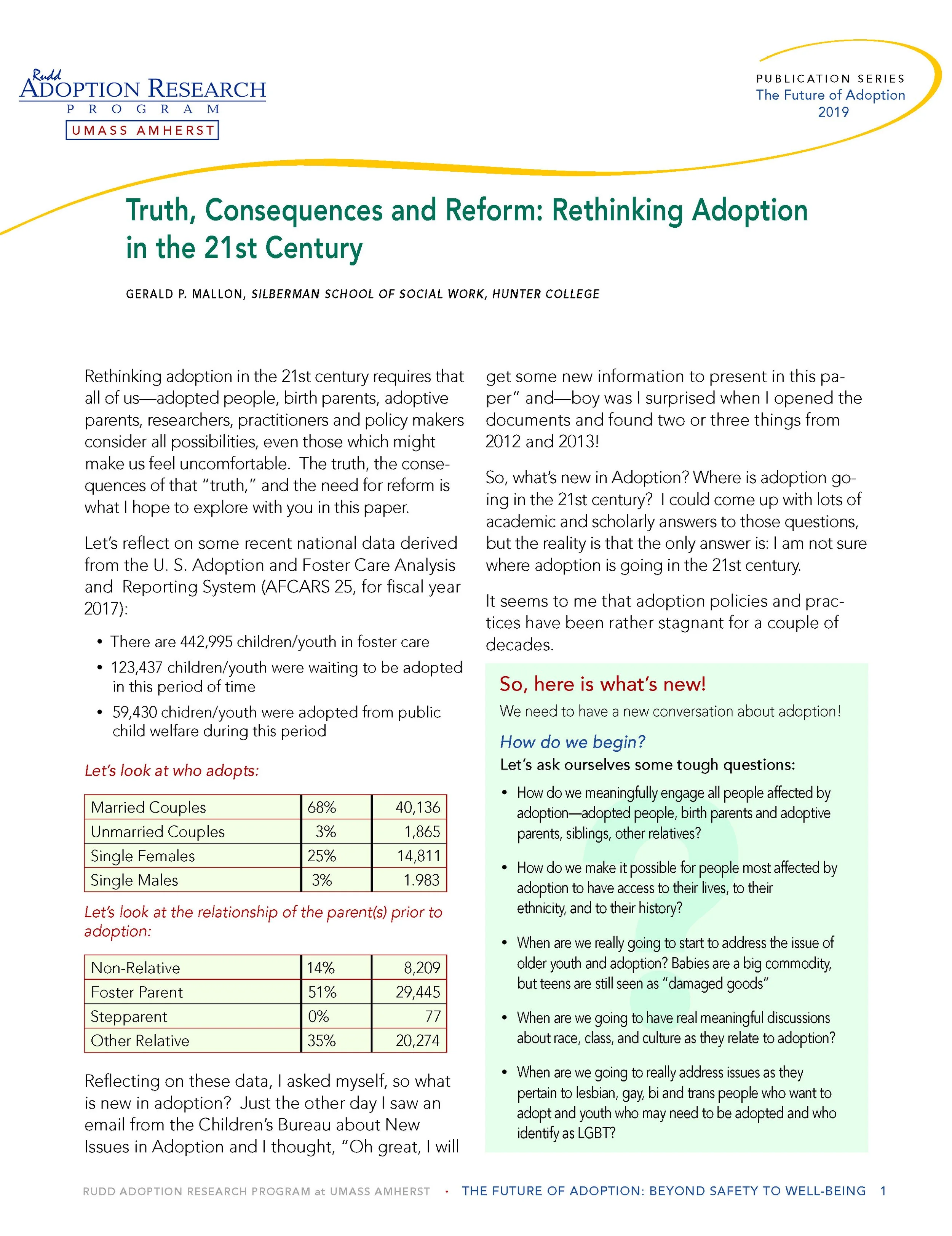 Future of Adoption Newsletter, University of Massachusetts Amherst