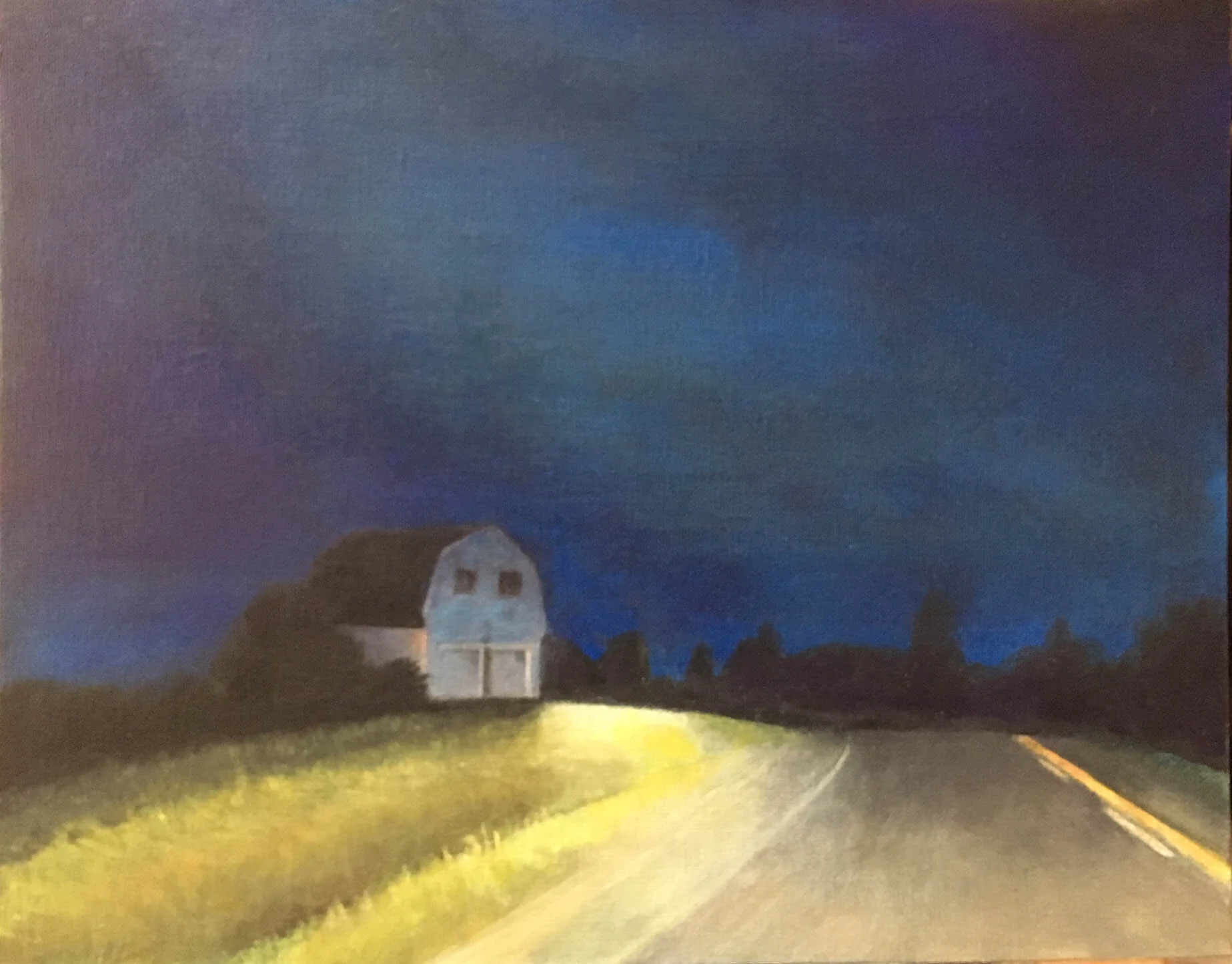LATE NIGHT HOME, acrylic on canvas 13" x 16" framed  $475