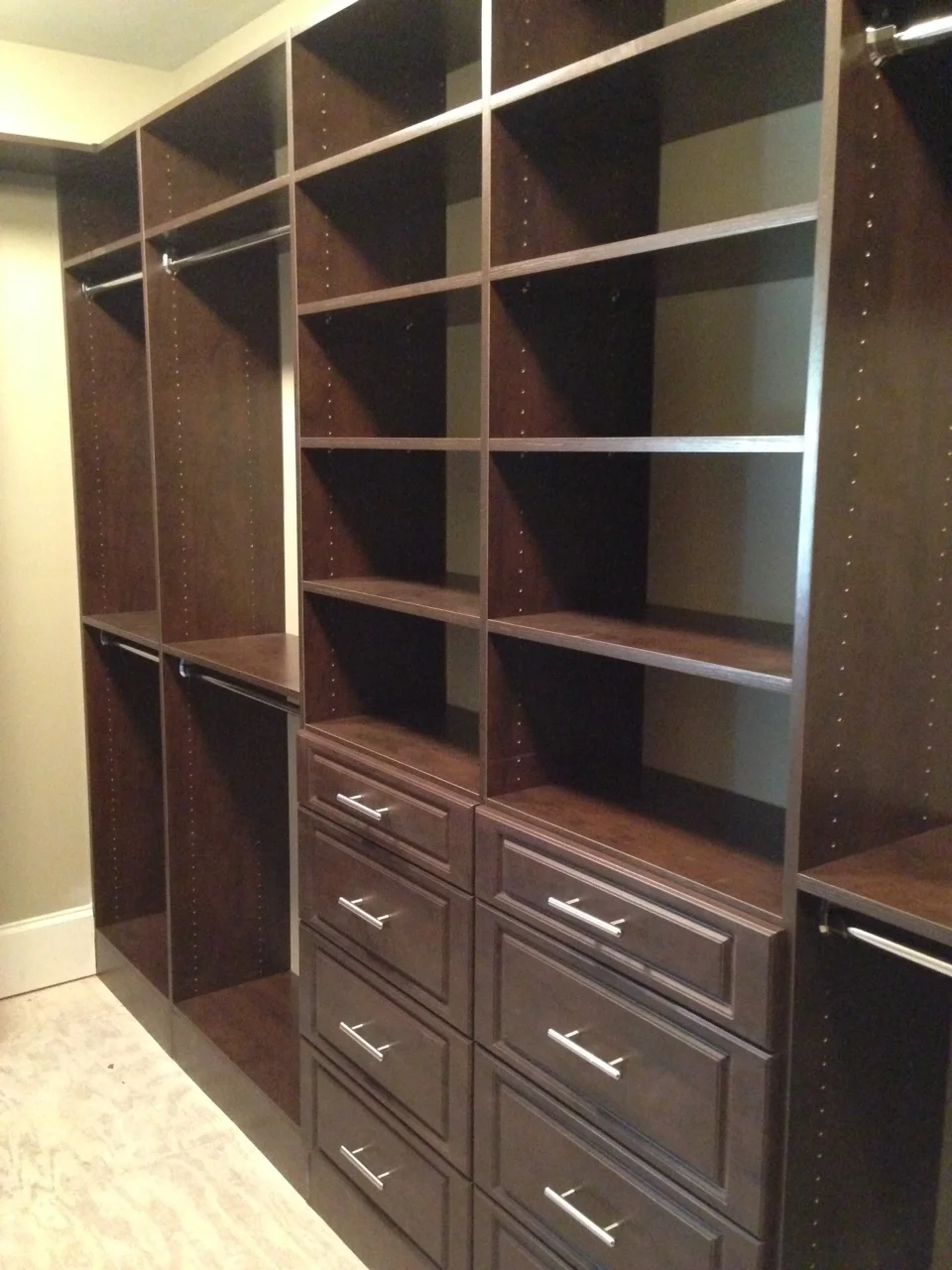 Floor Mount Chocolate Pear Closet Shelving
