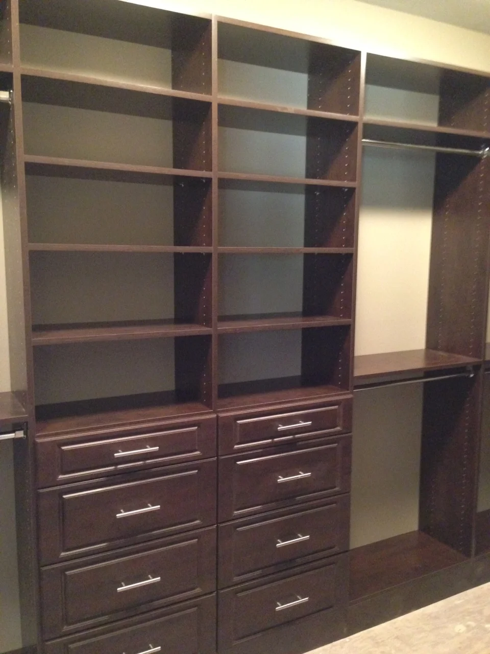Custom closet - dark brown with drawers
