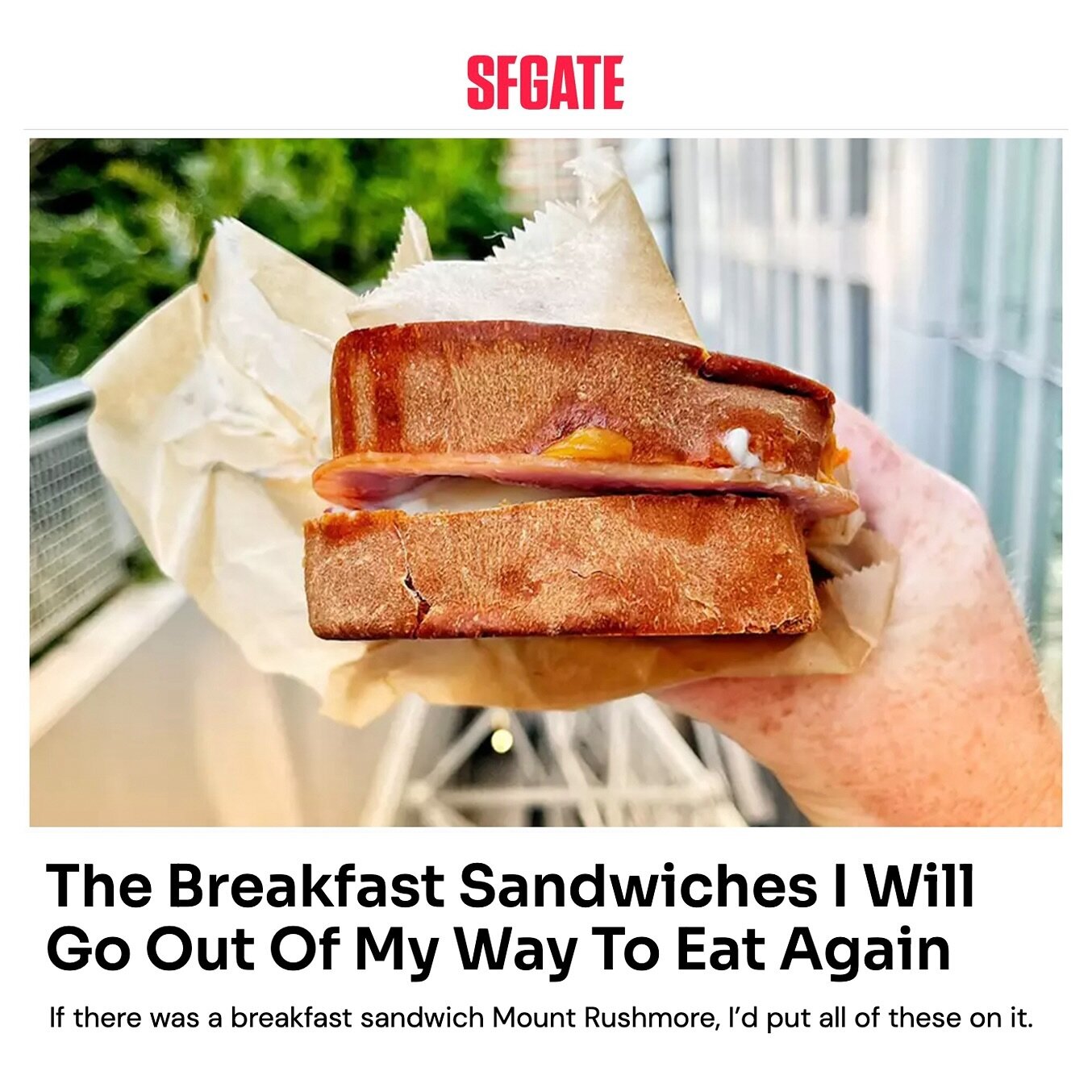 Thank you @sfgate and @grantmarek for putting us on your list of best breakfast sandwiches in San Francisco! 

Grant said: &ldquo;Maybe it&rsquo;s because of the views, or the secret little elevator you ride up to it, or the griddled floofy pain de m