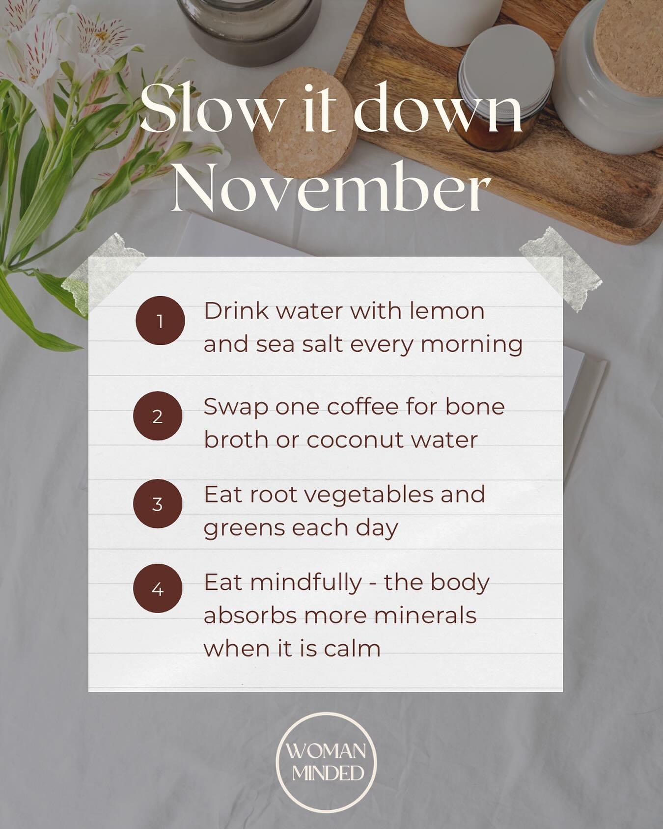 Love this trend of slowing down instead of speeding up in November. It is truly a great month to ease off busyness, reset useful habits and ground yourself. 

If you are fed up with what this time of year has meant for you in the past, try focusing o
