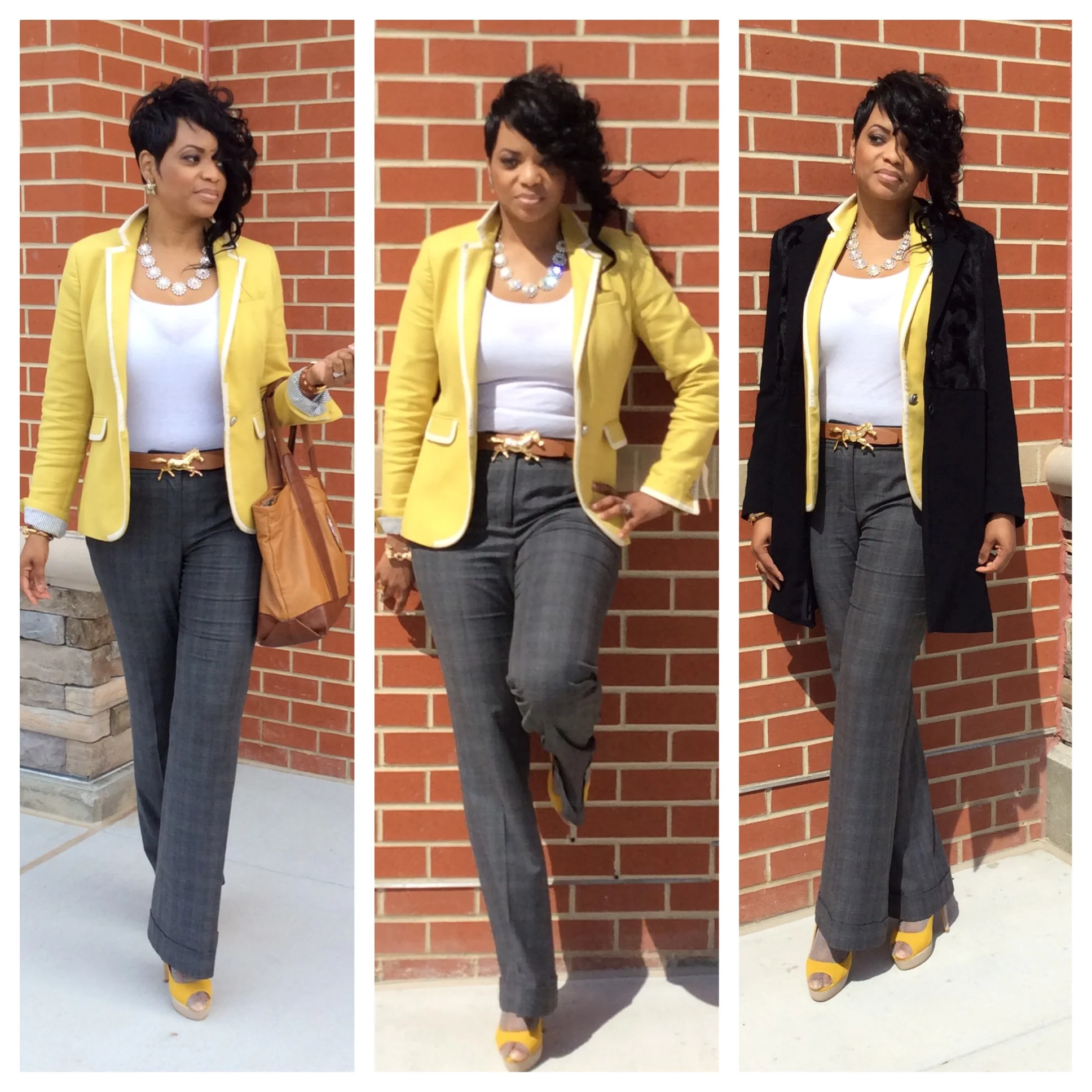 My #WardrobeHustle Blazer: Banana Republic Trousers: LOFT Shoes: Aldo Purse: Tory Burch Coat: Vince Camuto Sunnies: Miu Miu