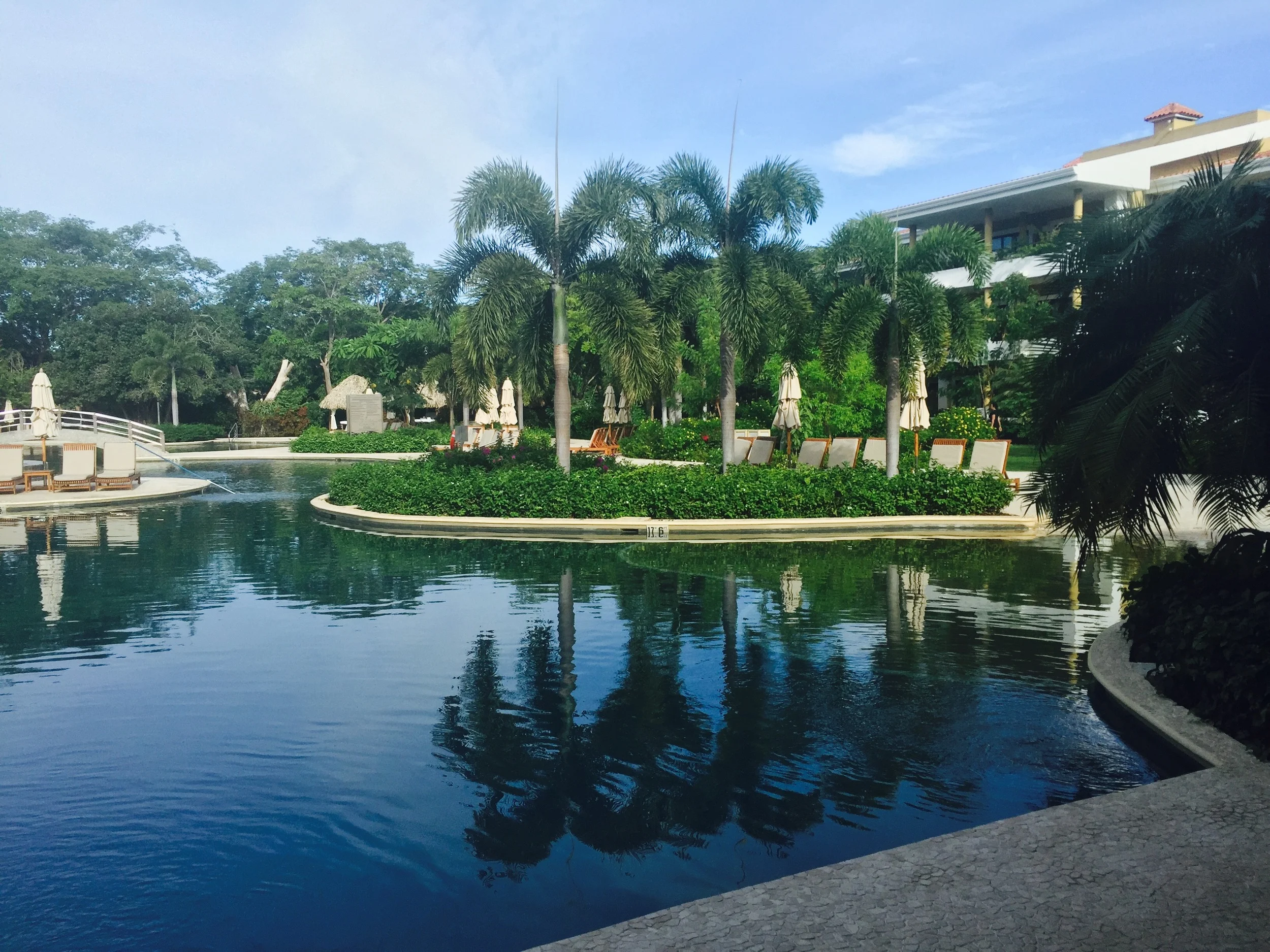 Enjoying views of the pool while sitting on the restaurant's terrace enjoying breakfast with my new friends below. Stunning right, I'm still awe!