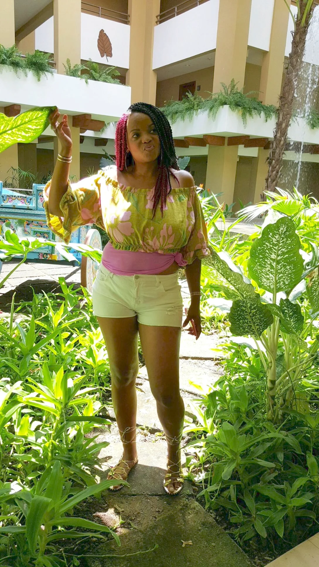 I loved being able to walk out of our room daily to the beauty and tranquility of this enclosed garden courtyard at the Royal Beach Club. This fountain and itsy bitsy tropical oasis were pure bliss! It was like having my own step and repeat or photo op on deck, as I'm sure you can tell from all the pics! Do you not agree that it was just lovely, who wouldn't want to start snapping pics in the midst of all this! 