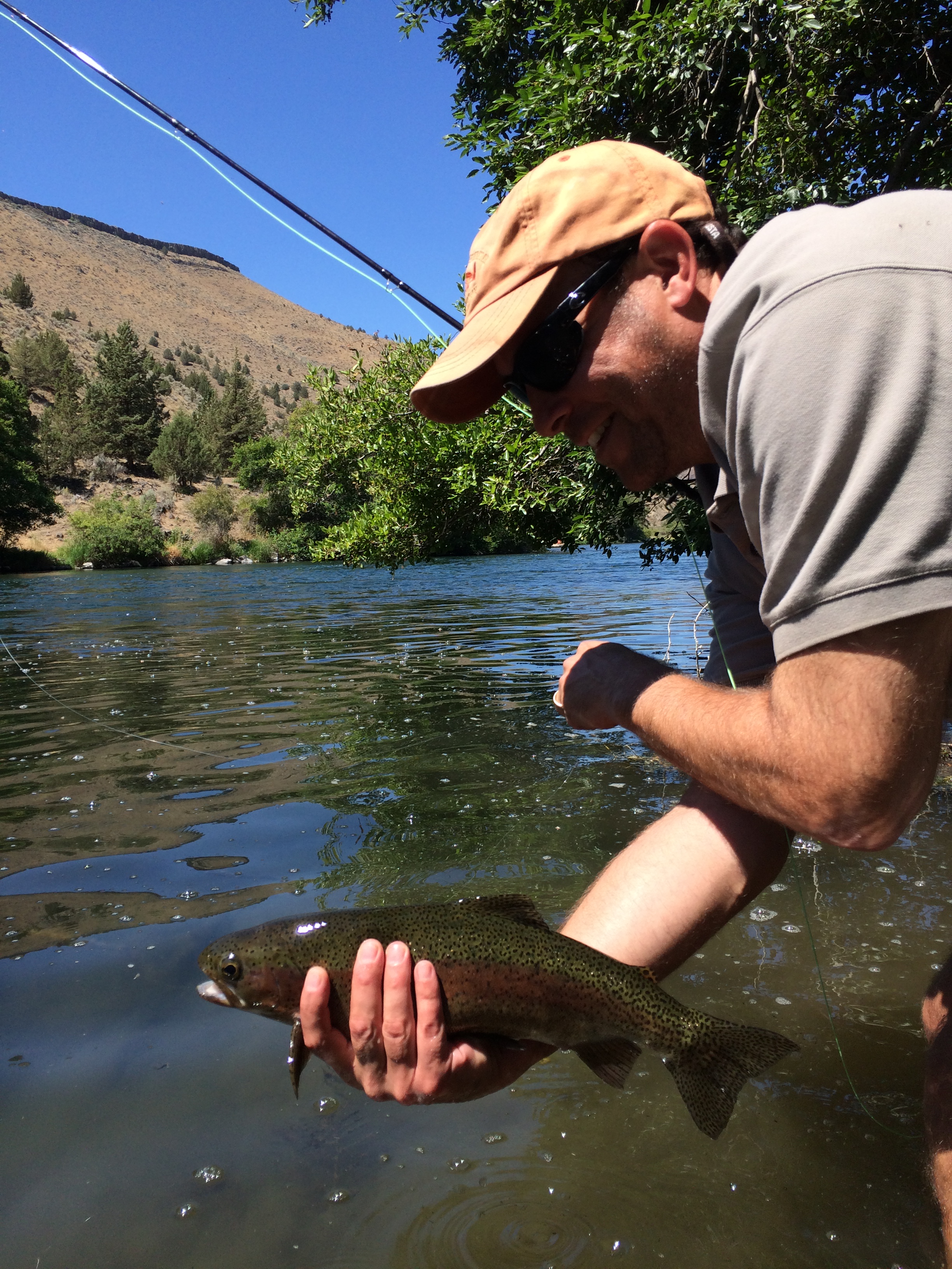  Andy Daters lifts one of many trout we spotted rising on a hot July day. 