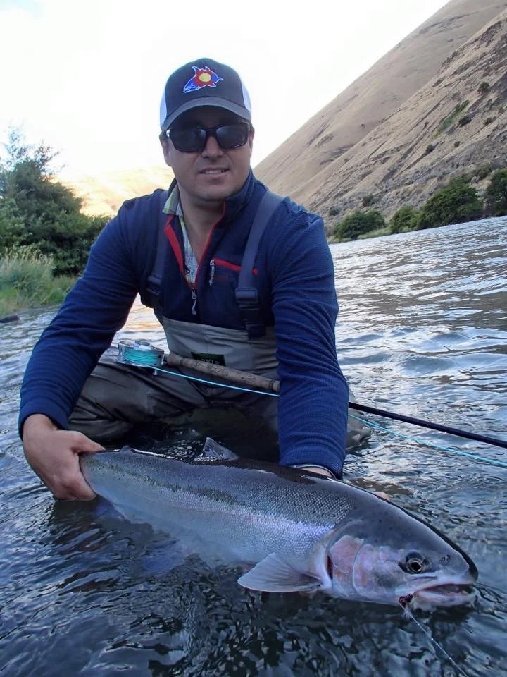 Michael Gould relishing a chance encounter with a beast of a summer steelhead. Michael and his buddies never doubted the conditions or our strategy, showed up for their trip, and guess what? They NAILED it. This was immediately following some very tough conditions and horrible internet fishing reports. Forget the forecast people.
