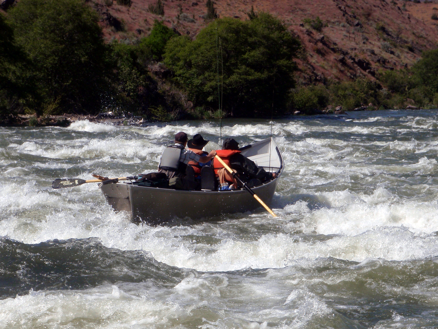 Running Whitehorse Rapids on the Lower Deschutes River in a drift boat.jpg