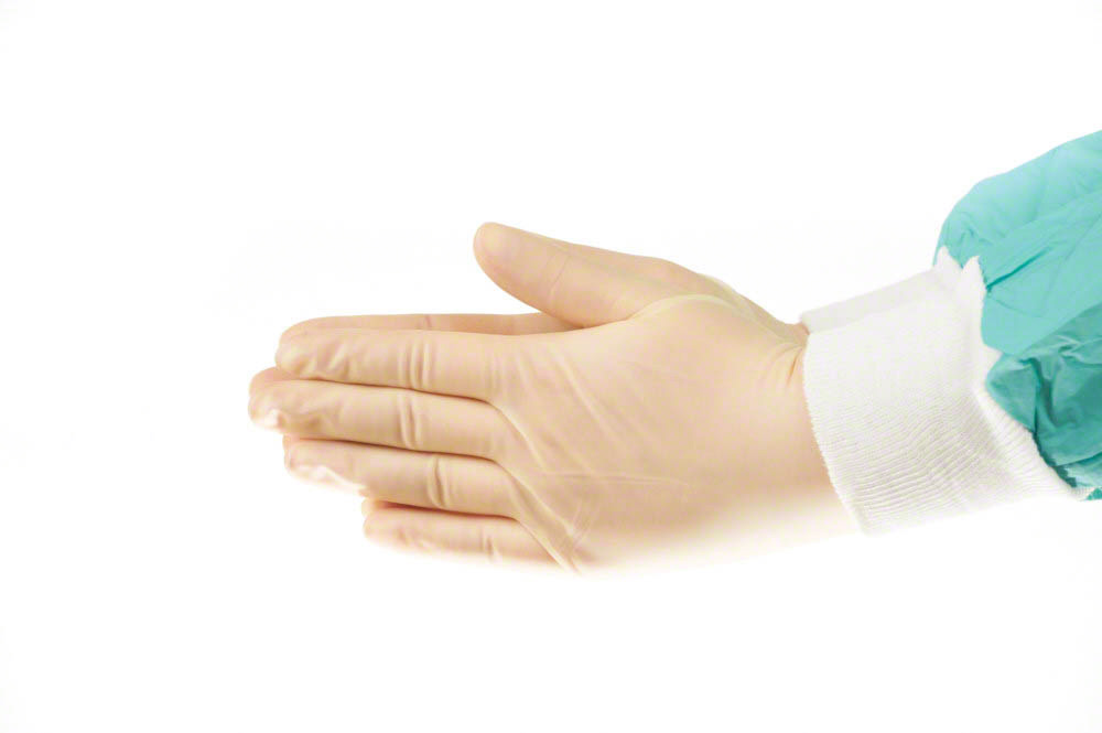 Hands of surgeon wearing sterile gloves
