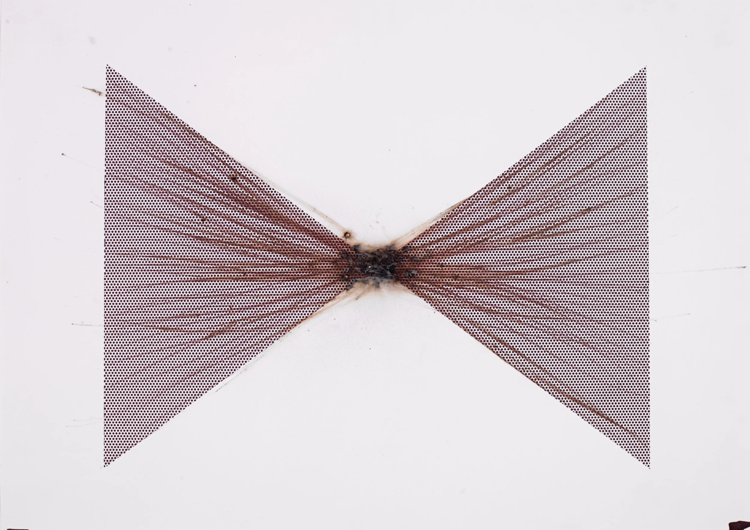 Convergence , 2014, 20"x15", Match-strikes on bristol paper with screen-print ink and powdered glass
