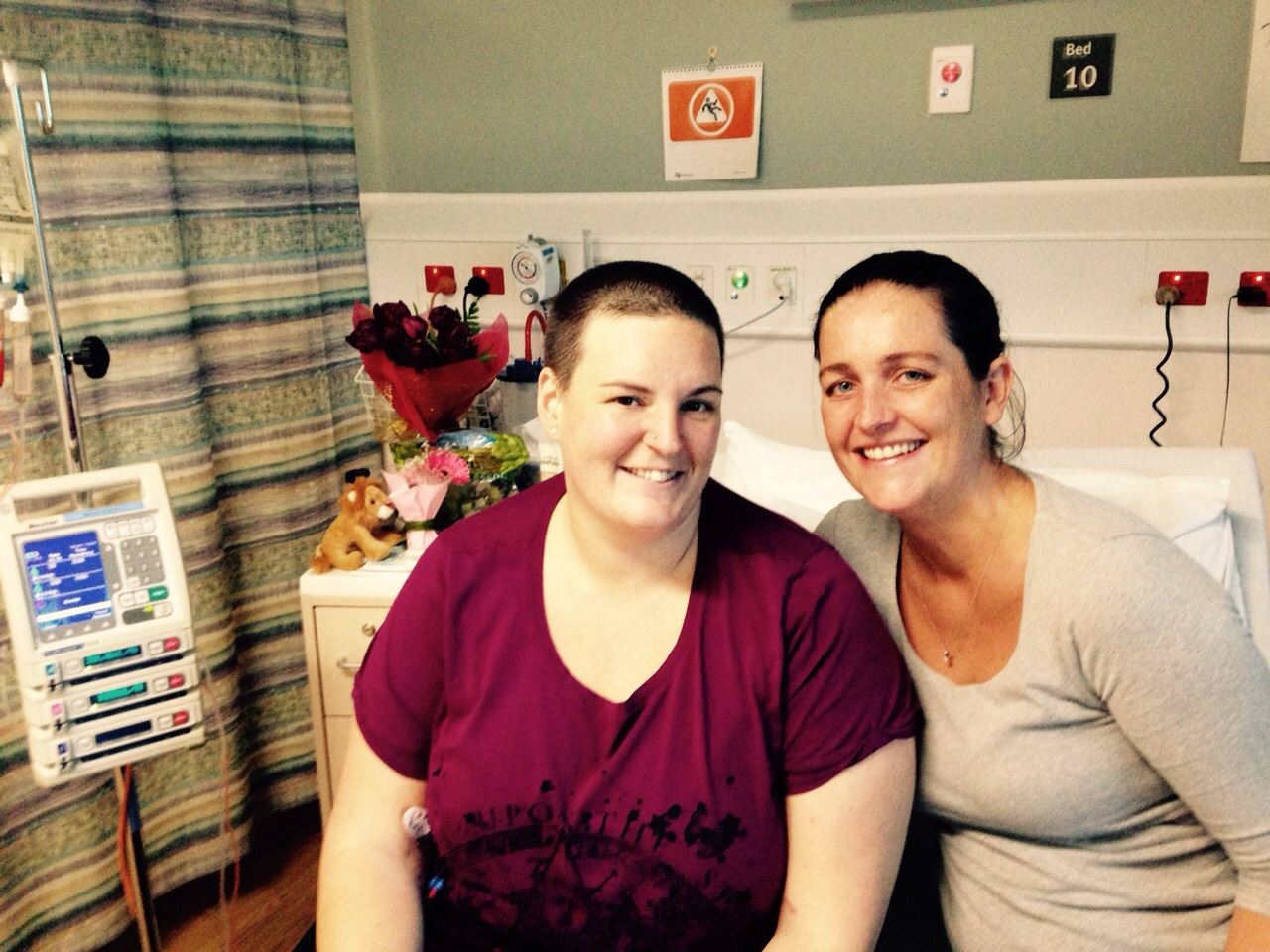Hannah and friend Kirsten during her first treatment