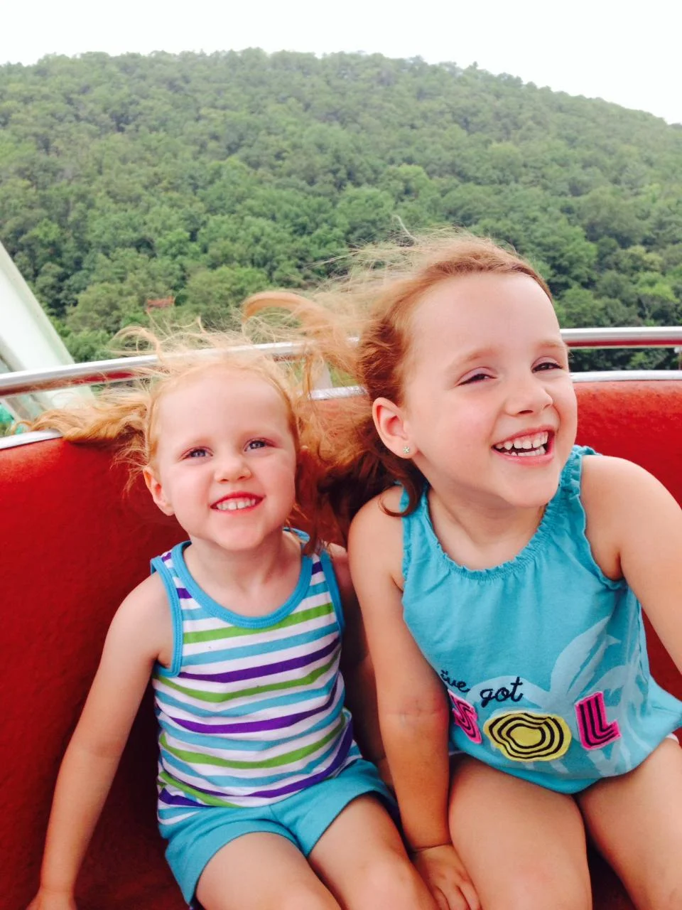 The Bonner girls taking in the scenery on the Ferris Wheel.