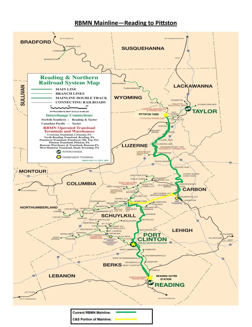Reading And Northern Railroad Map System Maps — Reading Blue Mountain & Northern Railroad