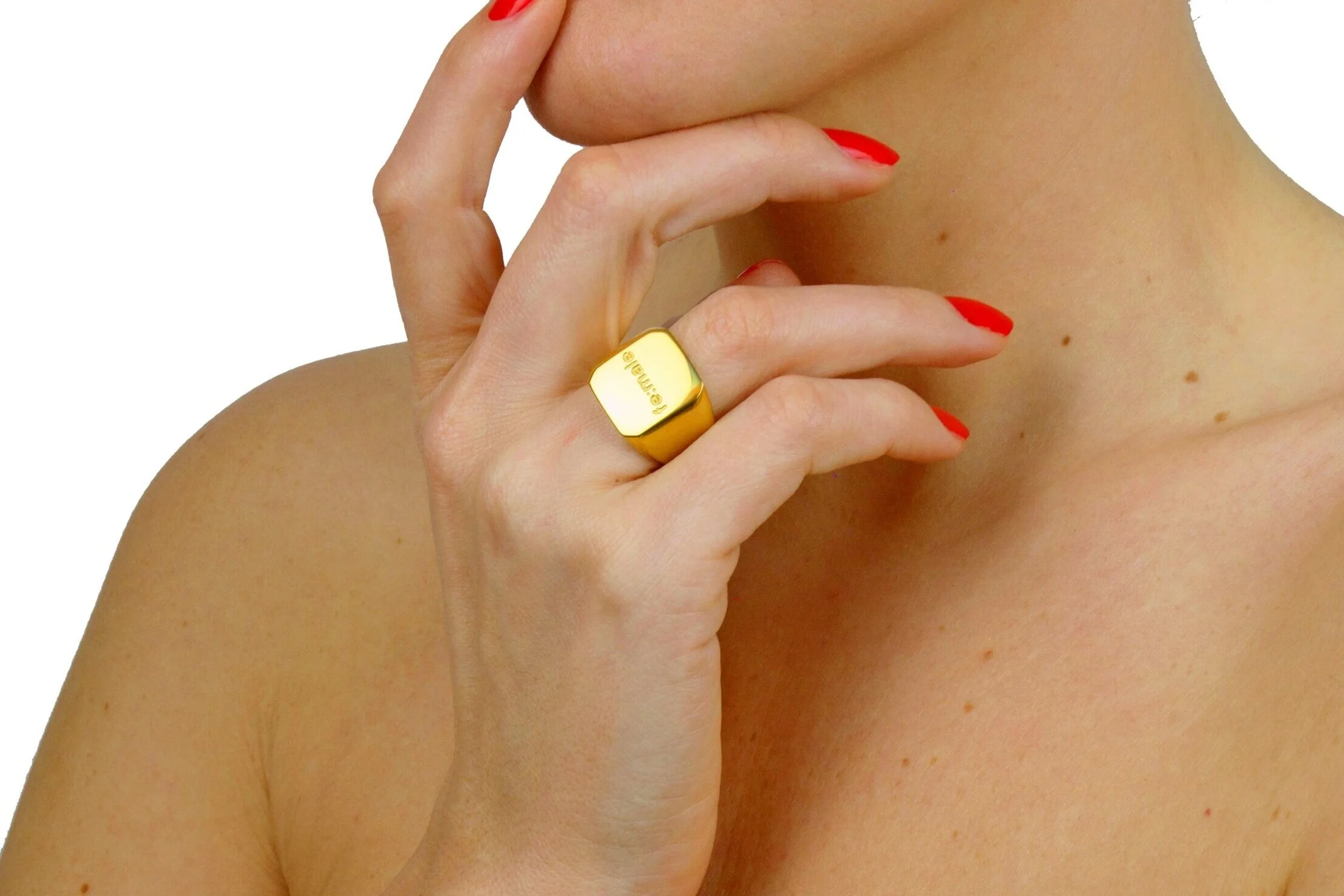 fe:male klackring guld simpel ring klackring statement smycken online