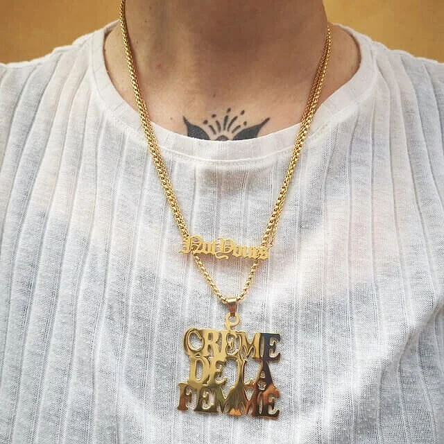 Not yours text halsband guld statement smycken online
