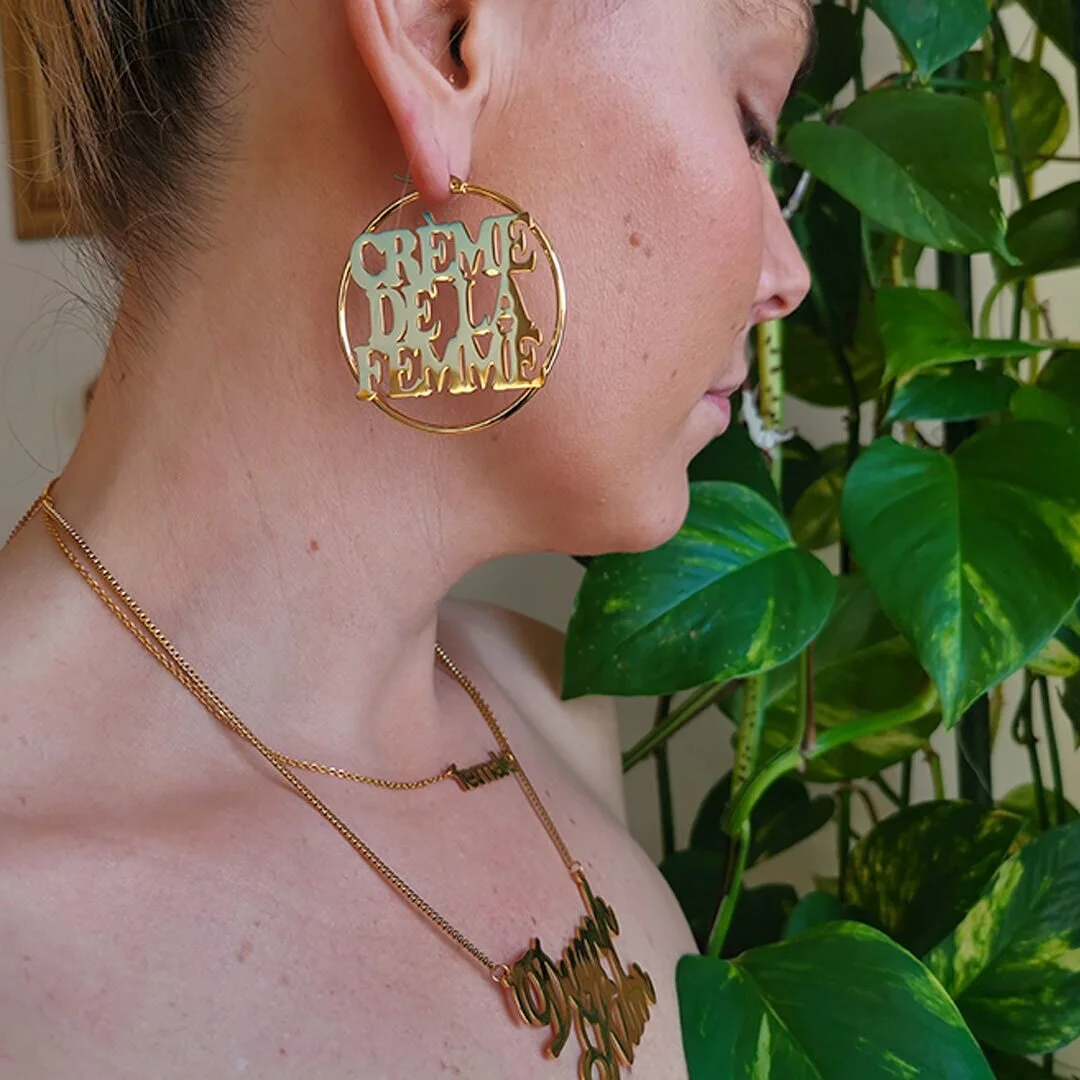 Crème de la femme hoops örhängen guld statement smycken online