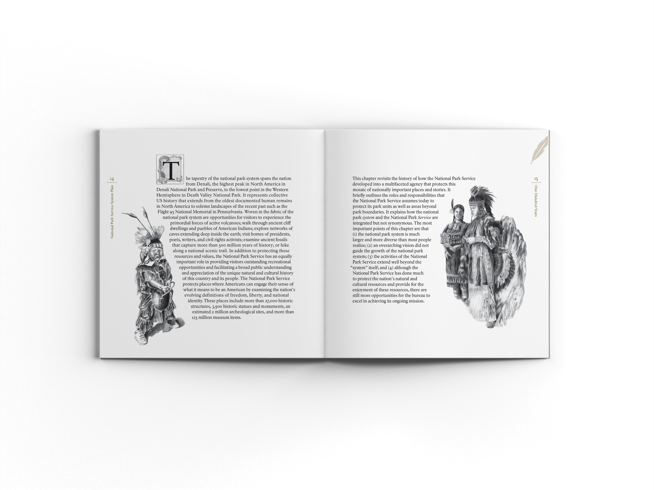 Sample layout inside the document integrating typography and graphite drawings.