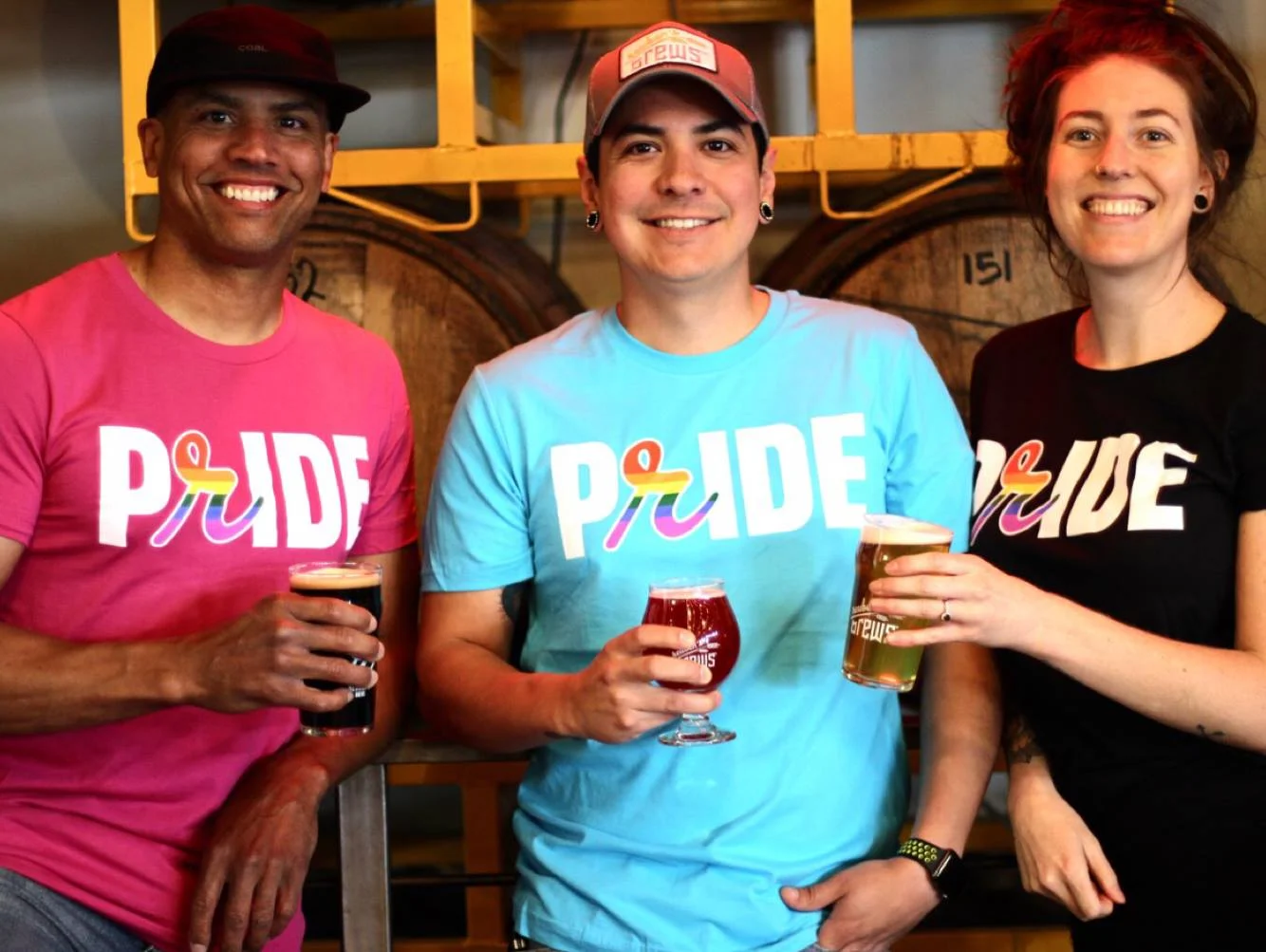 Reuben’s Brews team showing off our t-shirt release from 2018.