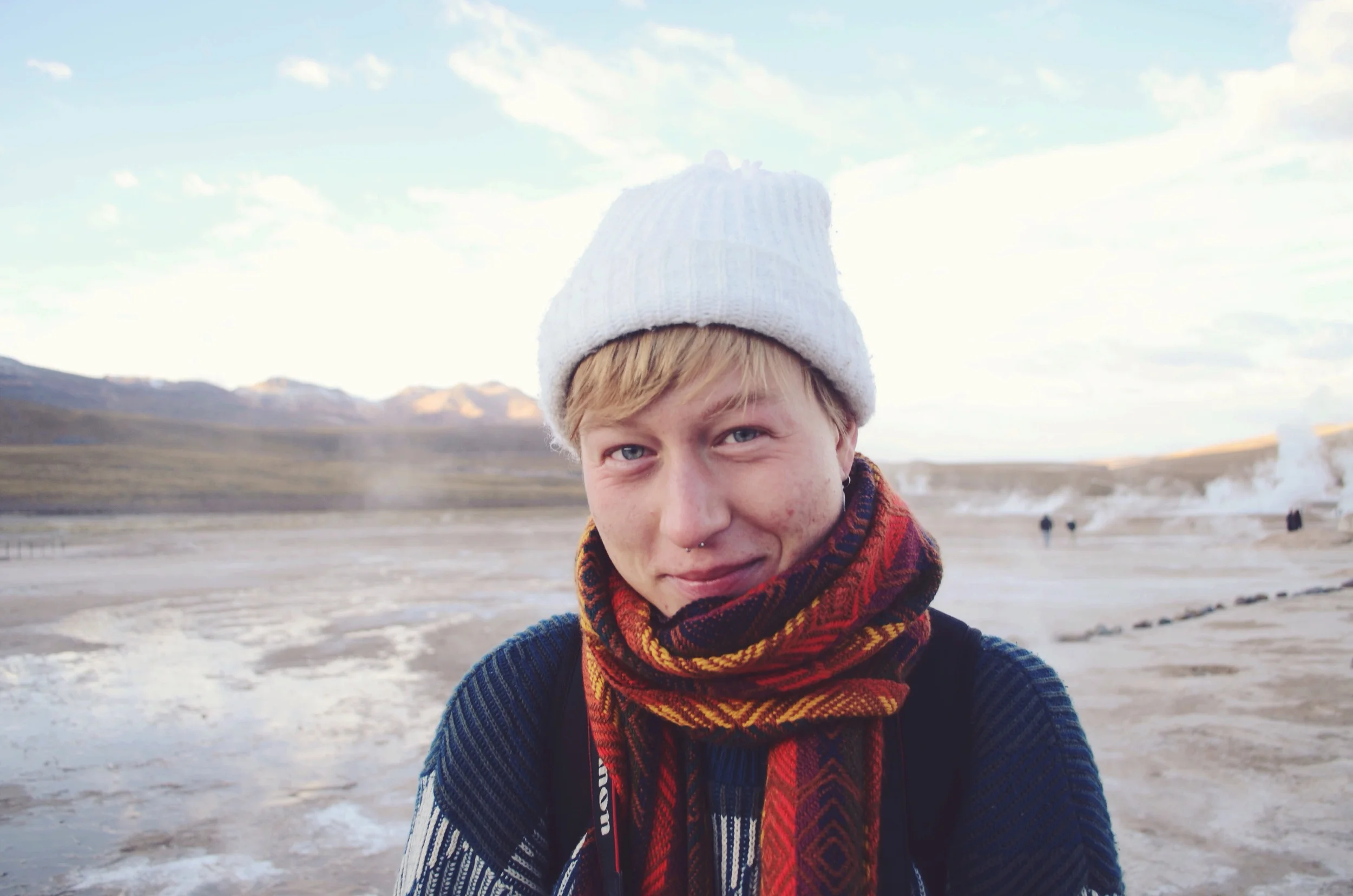 Clara at the Tatio Geysers around 7:30am. It was really cold. Photographer, traveller, artist, general badass human. Good egg. // 18 april 2015