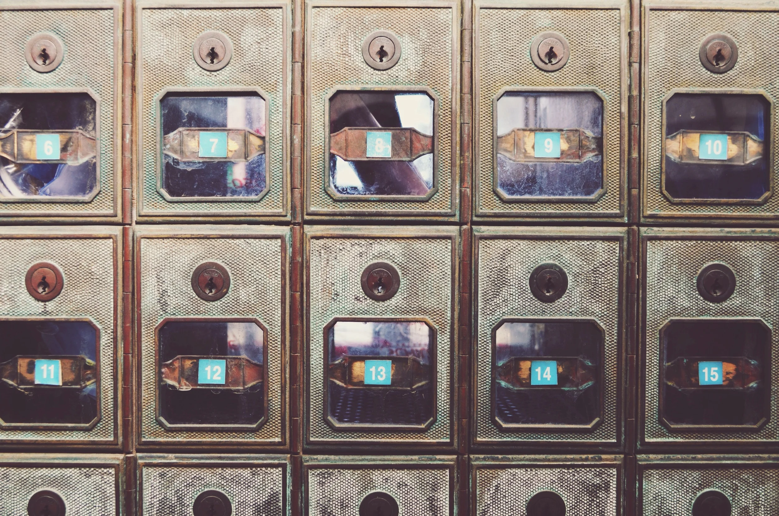 mini post boxes at a tiny post office kiosk (more like a tiny one-person shack) inside the museum