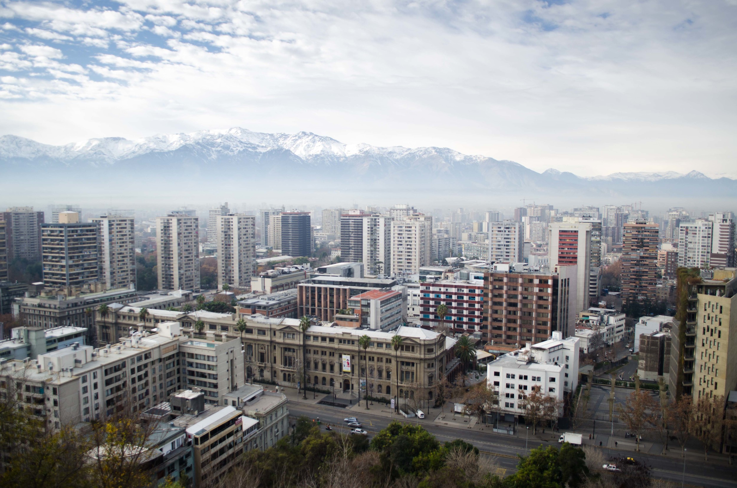  The view of the Andes mountains from Santa Lucia hill in Santiago, Chile 