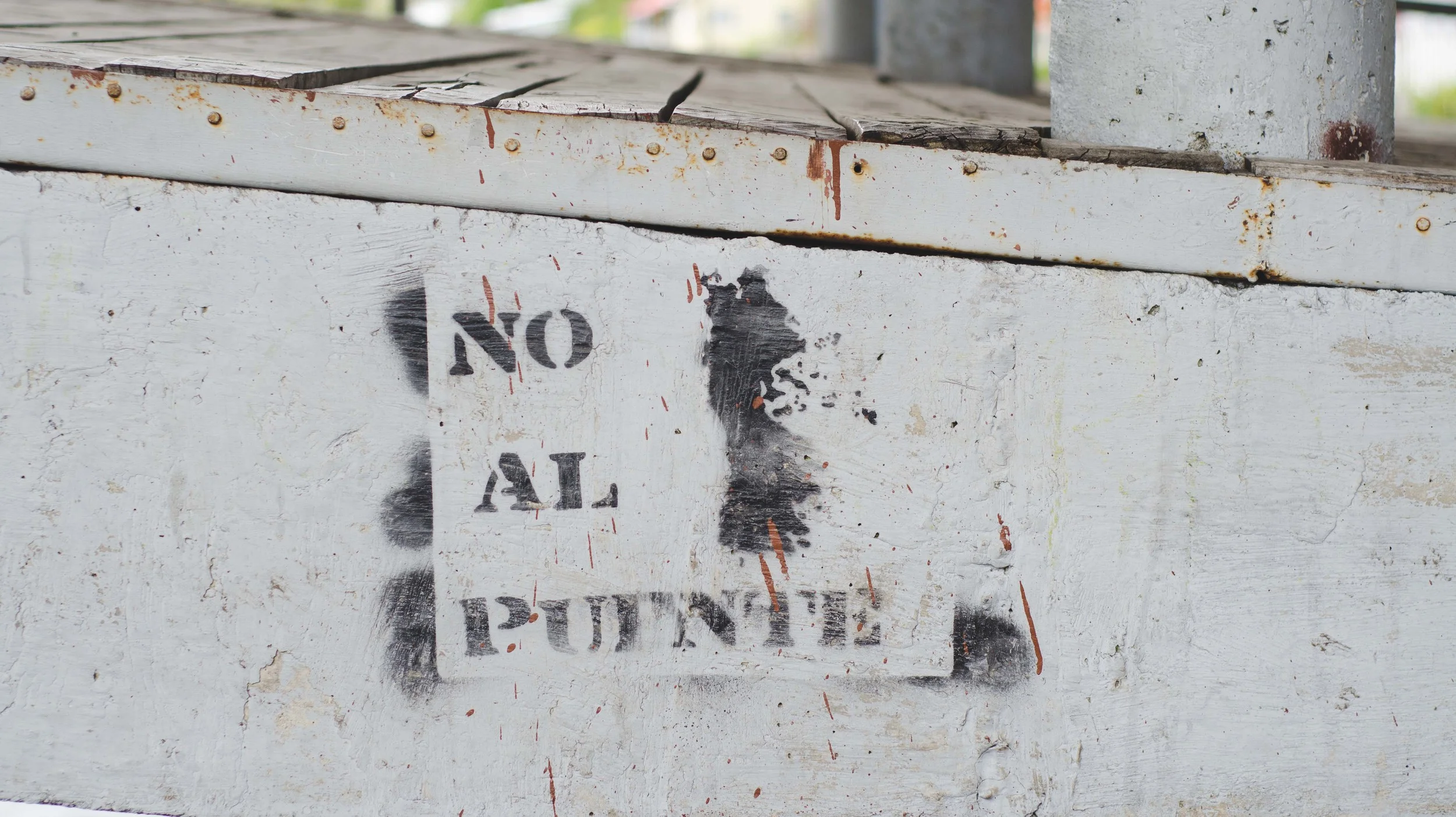 No al puente - "no to the bridge" - references the controversial bridge being built to join Chiloé Island with mainland Chile, scheduled to be completed in 2020.