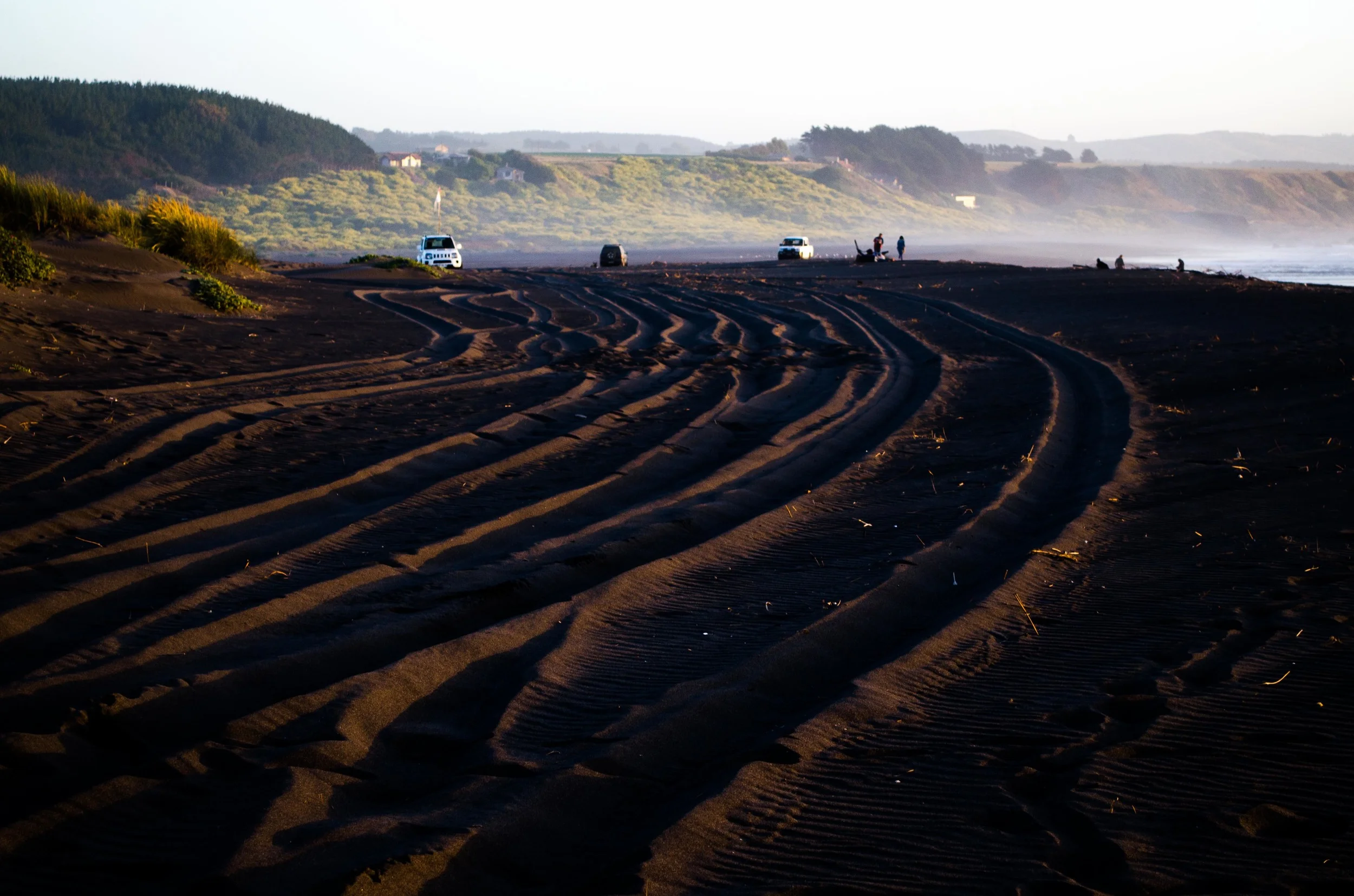 Tire tracks at the beach