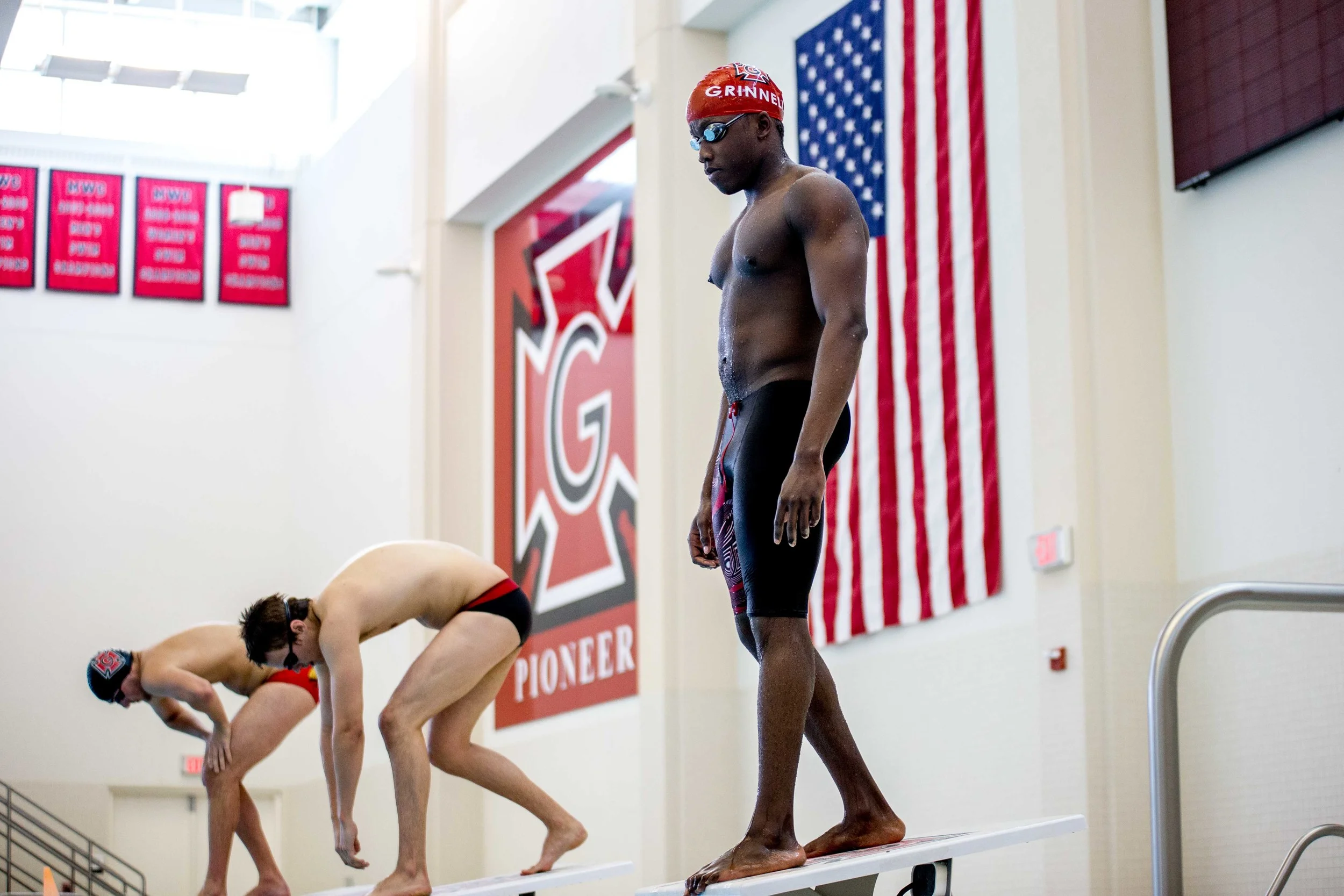 Before a 50m sprint in practice.