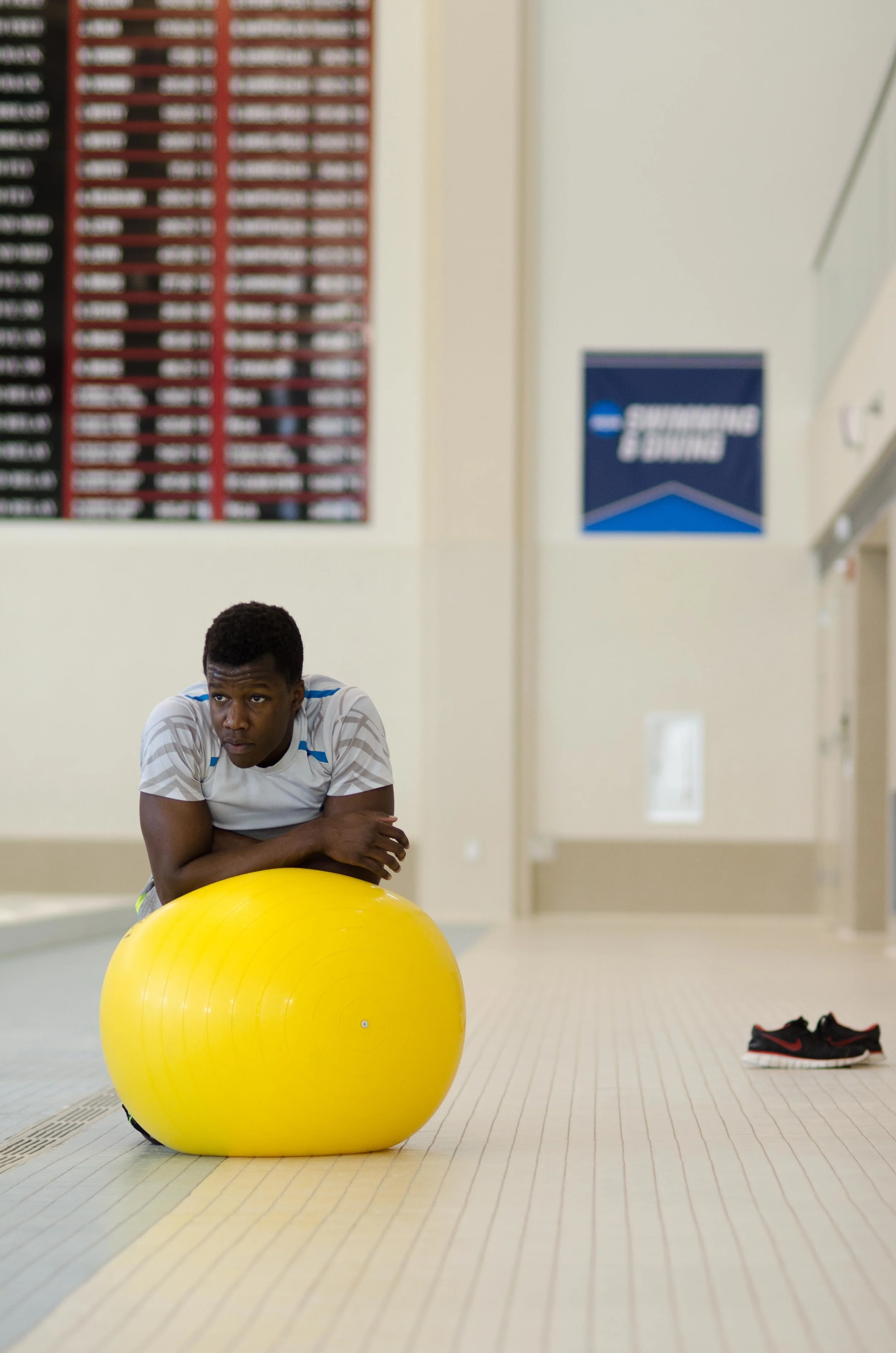 Resting during dryland sets.