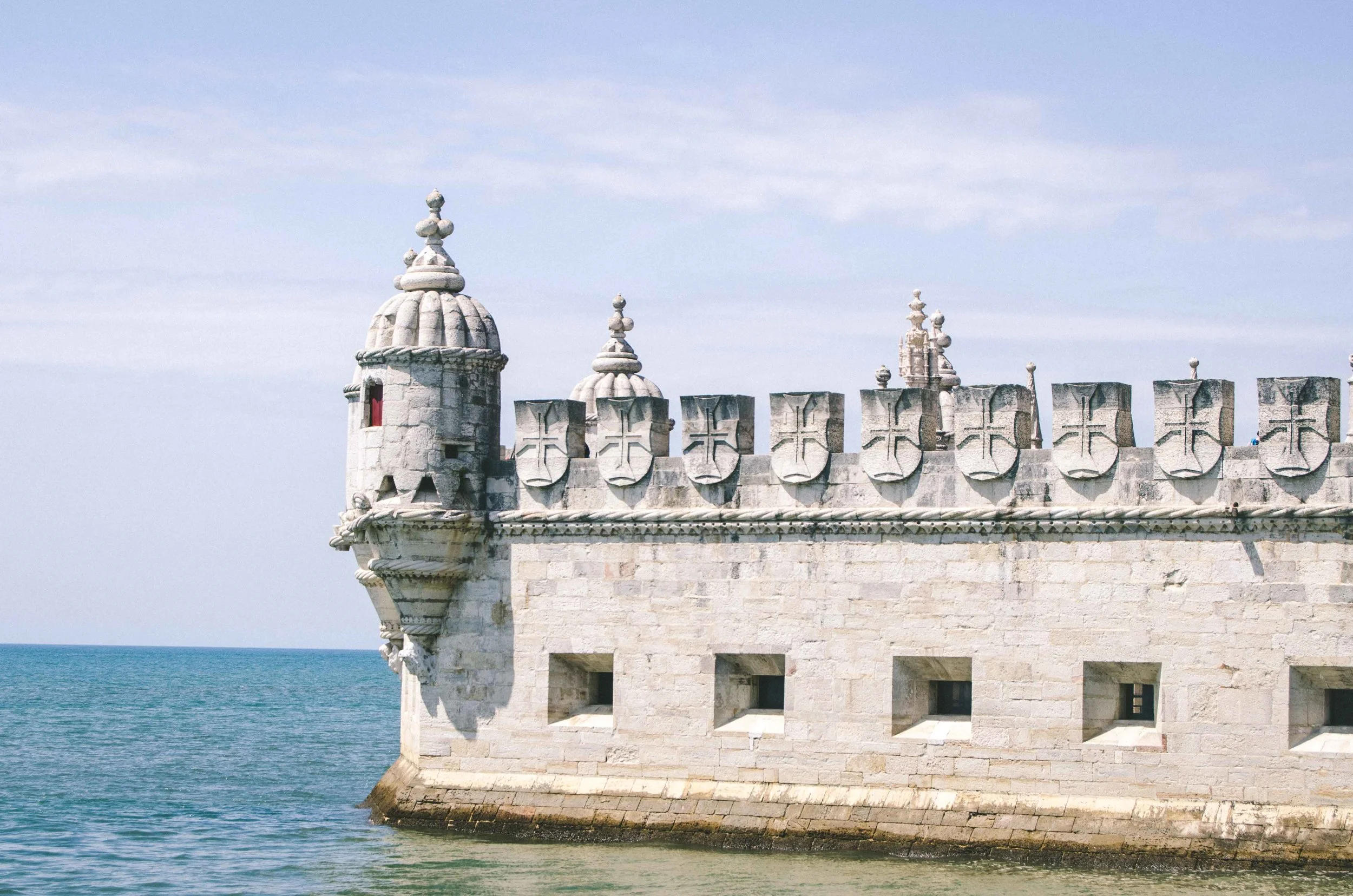 Torre de Belém, a fortified tower from the medieval era. Actual tower not pictured.