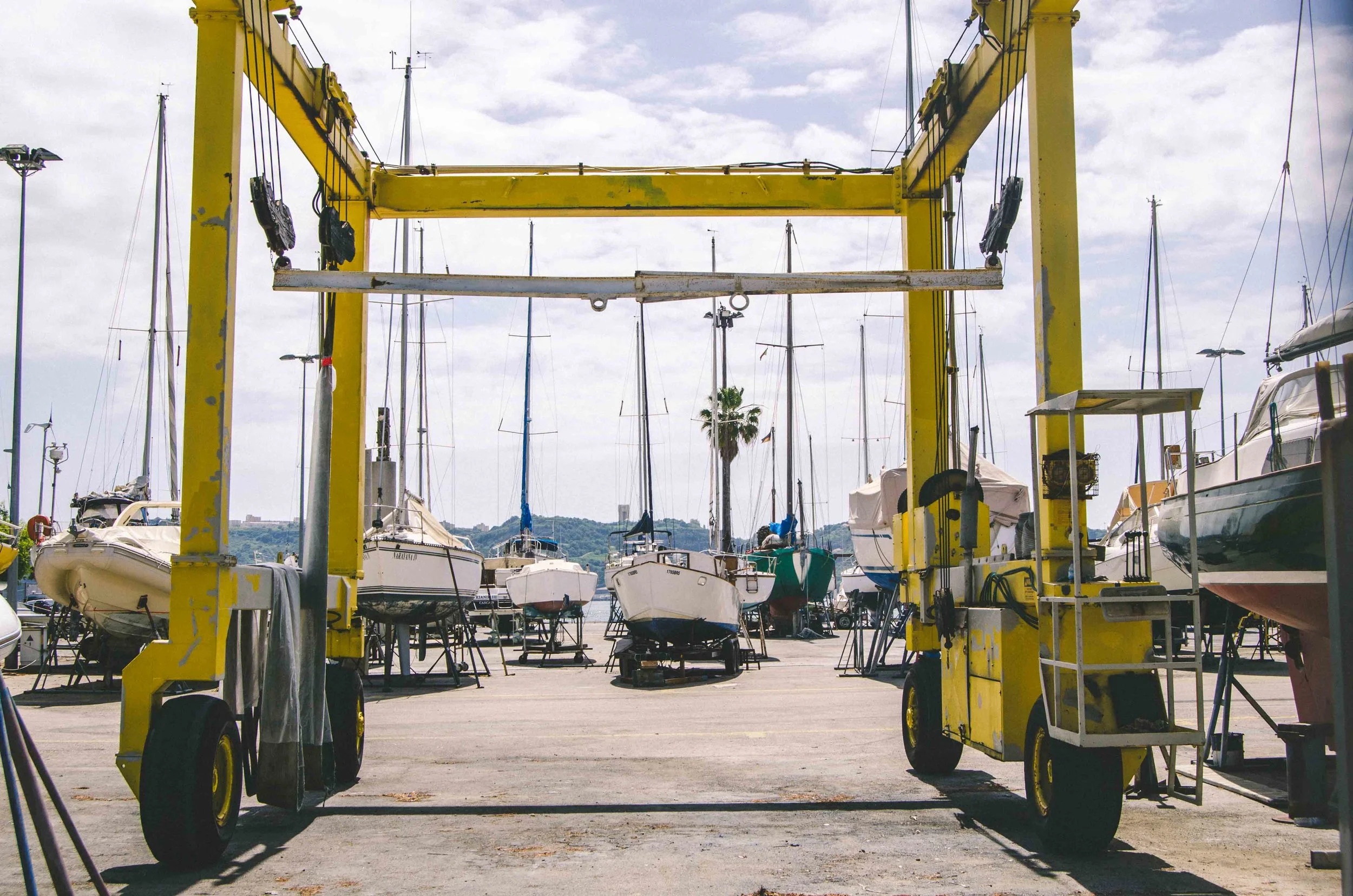 Industrial yard along the coast