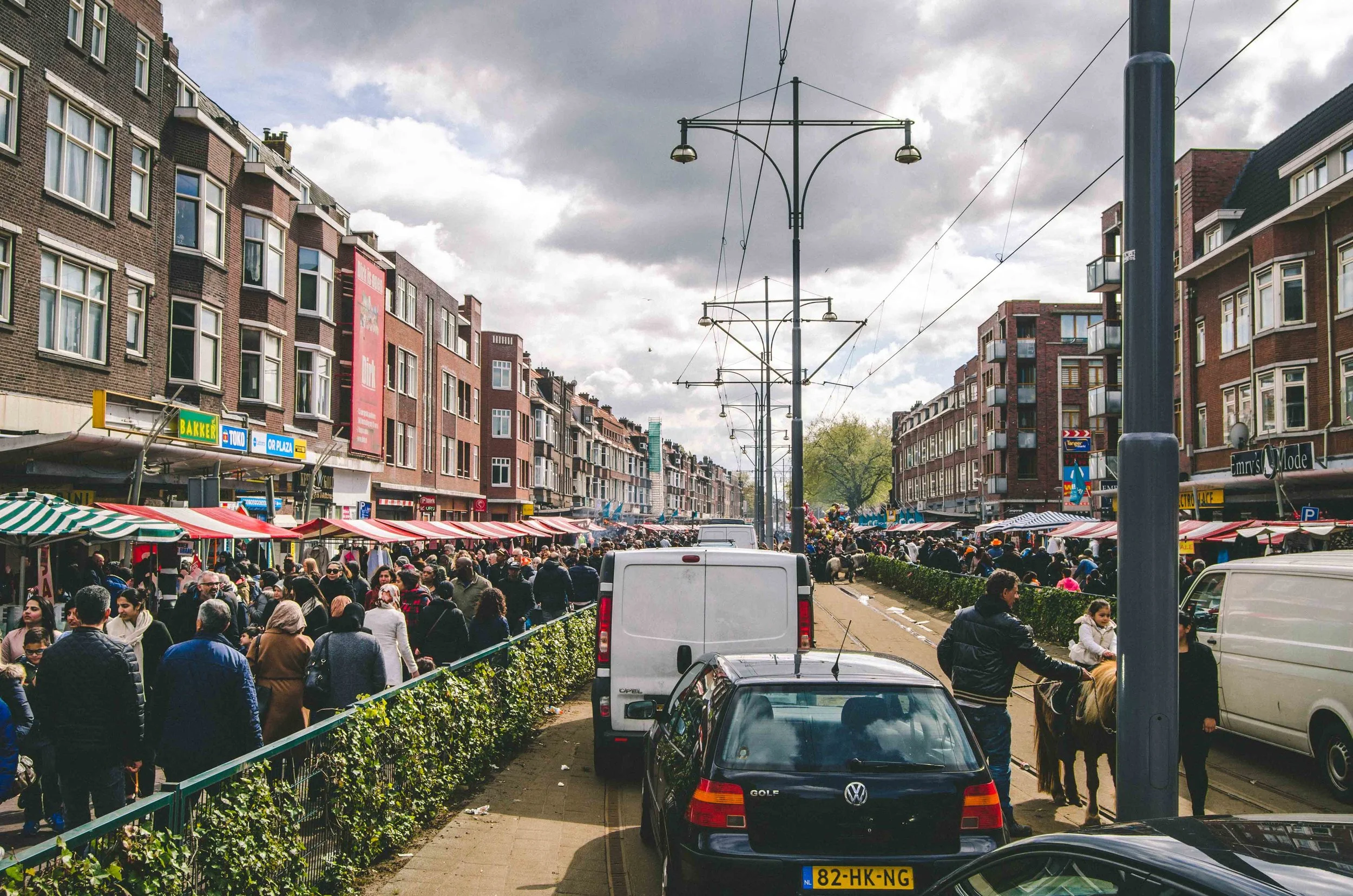 Another flea market in a different neighborhood of Rotterdam, where this section of the tram line was temporarily closed for the market.