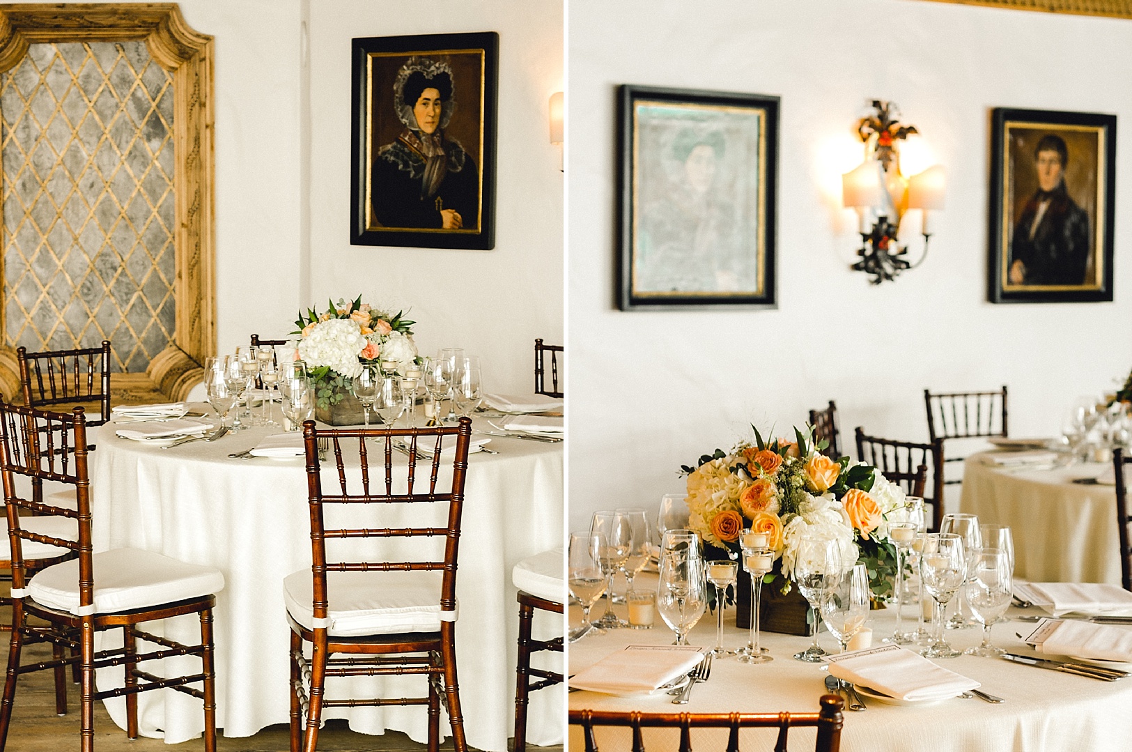 Old-world European art and classic centerpieces at a Sonnenalp wedding in Vail