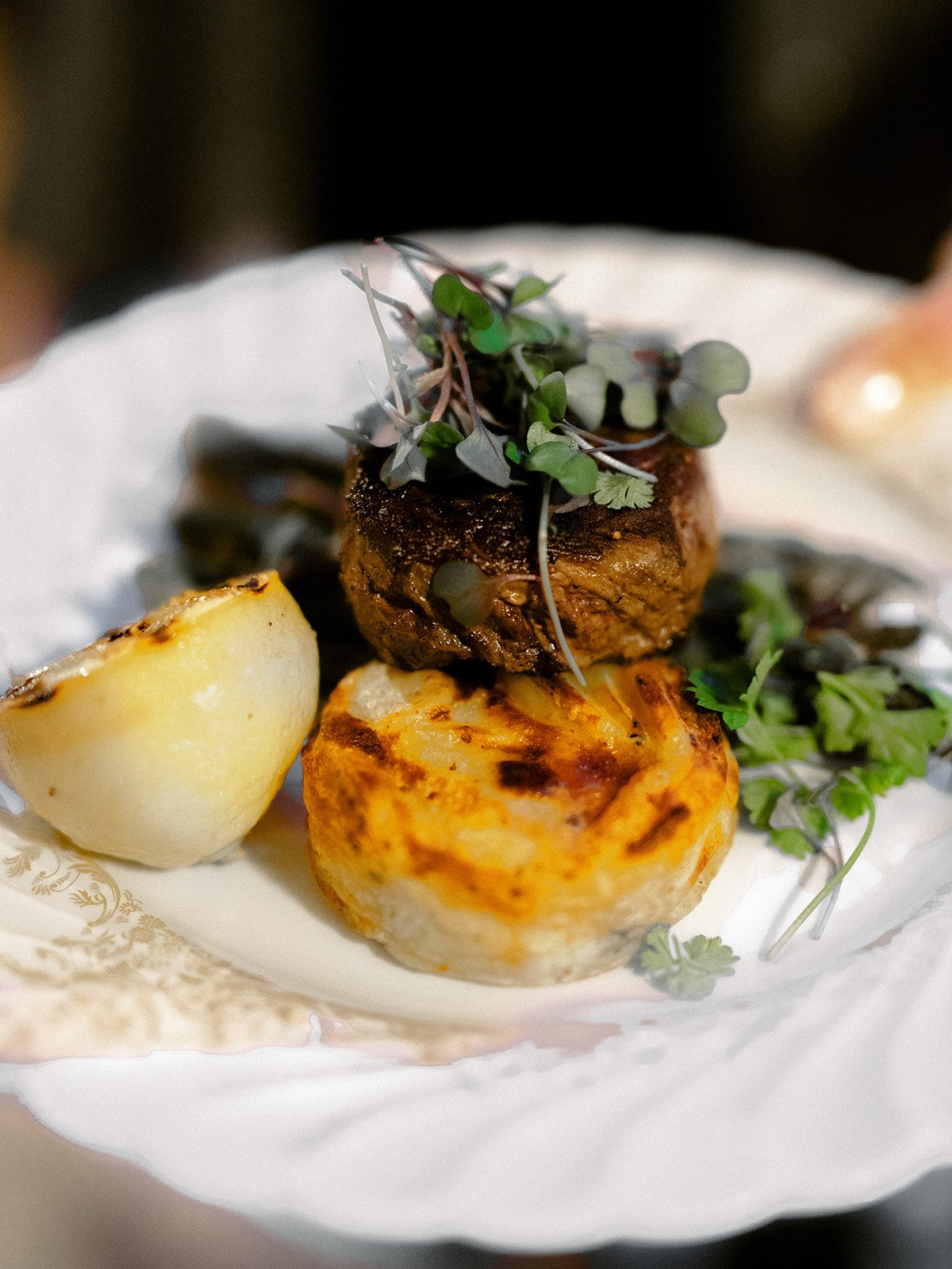 Seasonal entrée served during the couple’s five-course wedding dinner.
