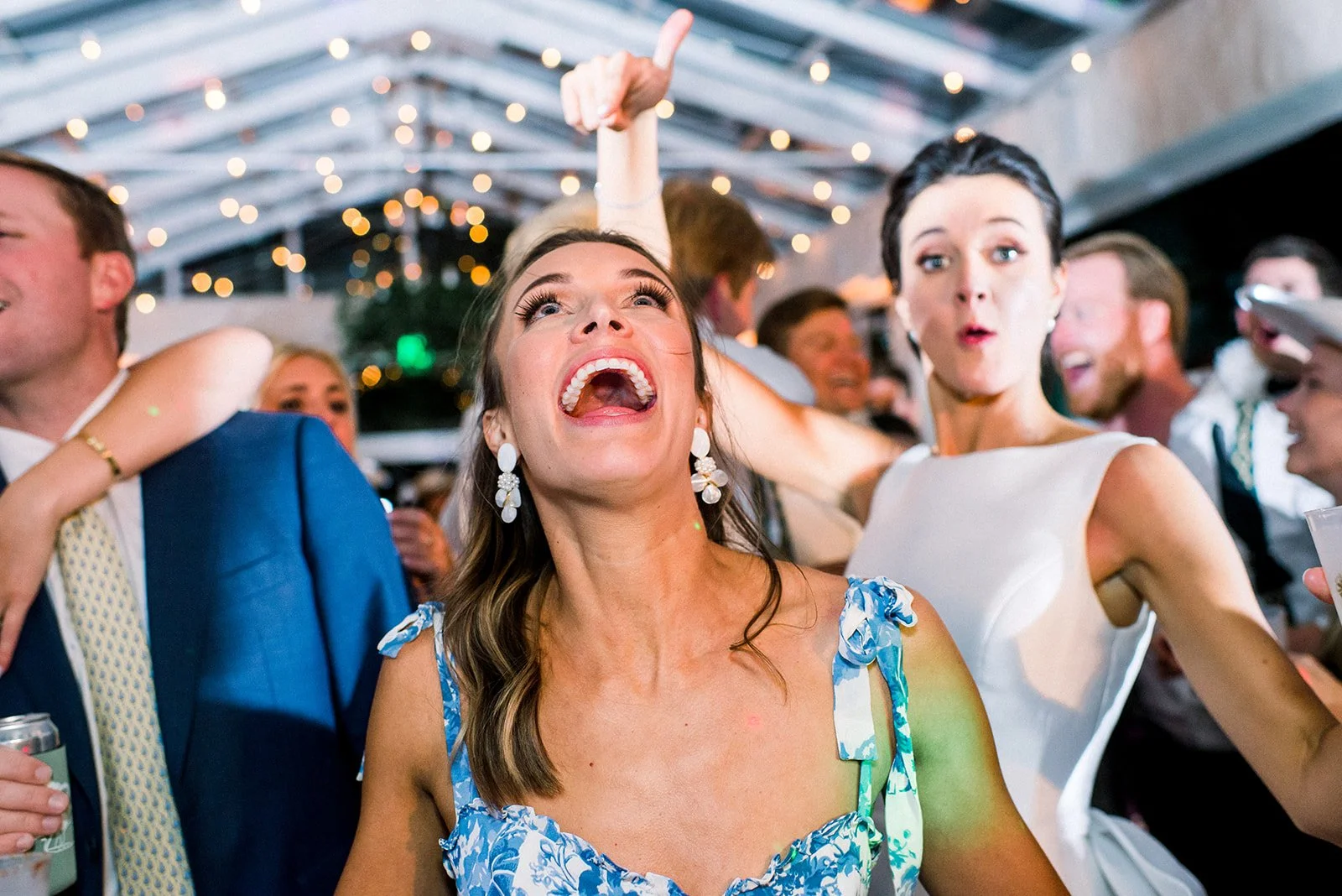 Bride and guests celebrating on a lively dance floor at The Sonnenalp.