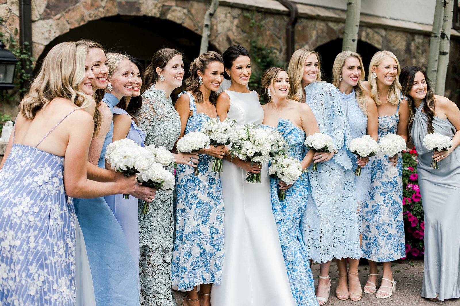 Bride and bridal party at a Colorado wedding, coordinated with a calm, planning-forward approach.
